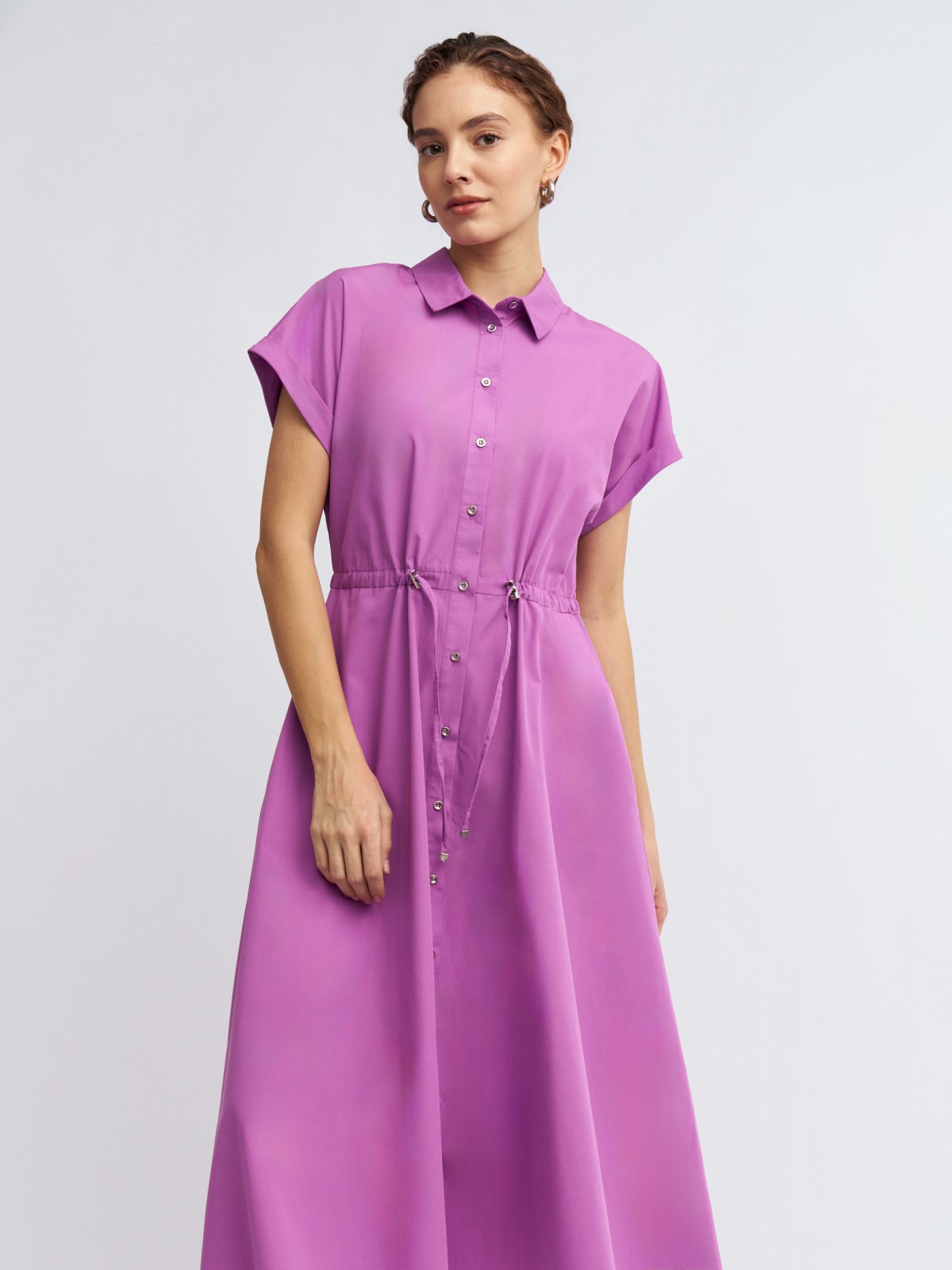 Платье-рубашка миди на кулиске