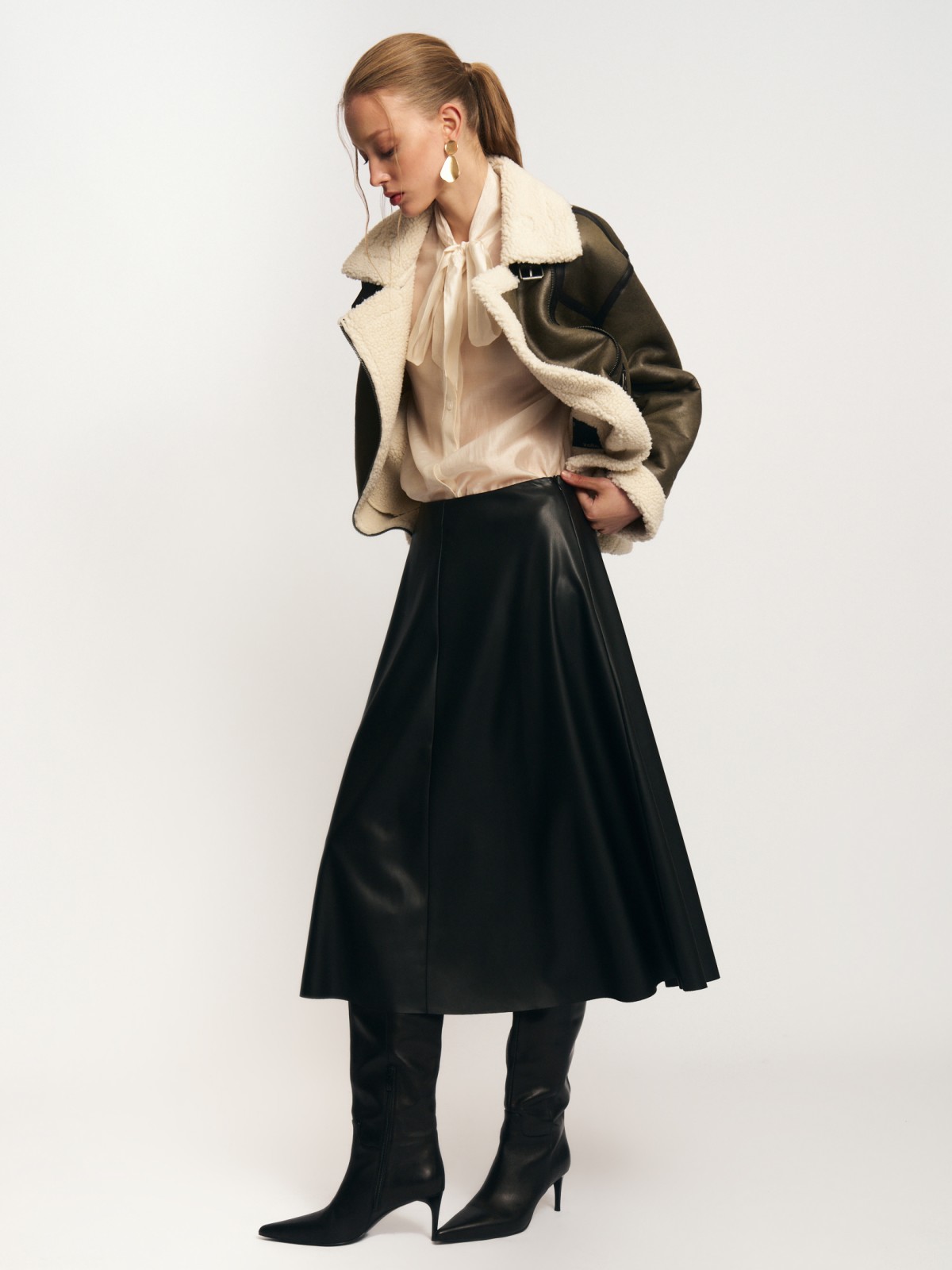 Юбка миди из экокожи