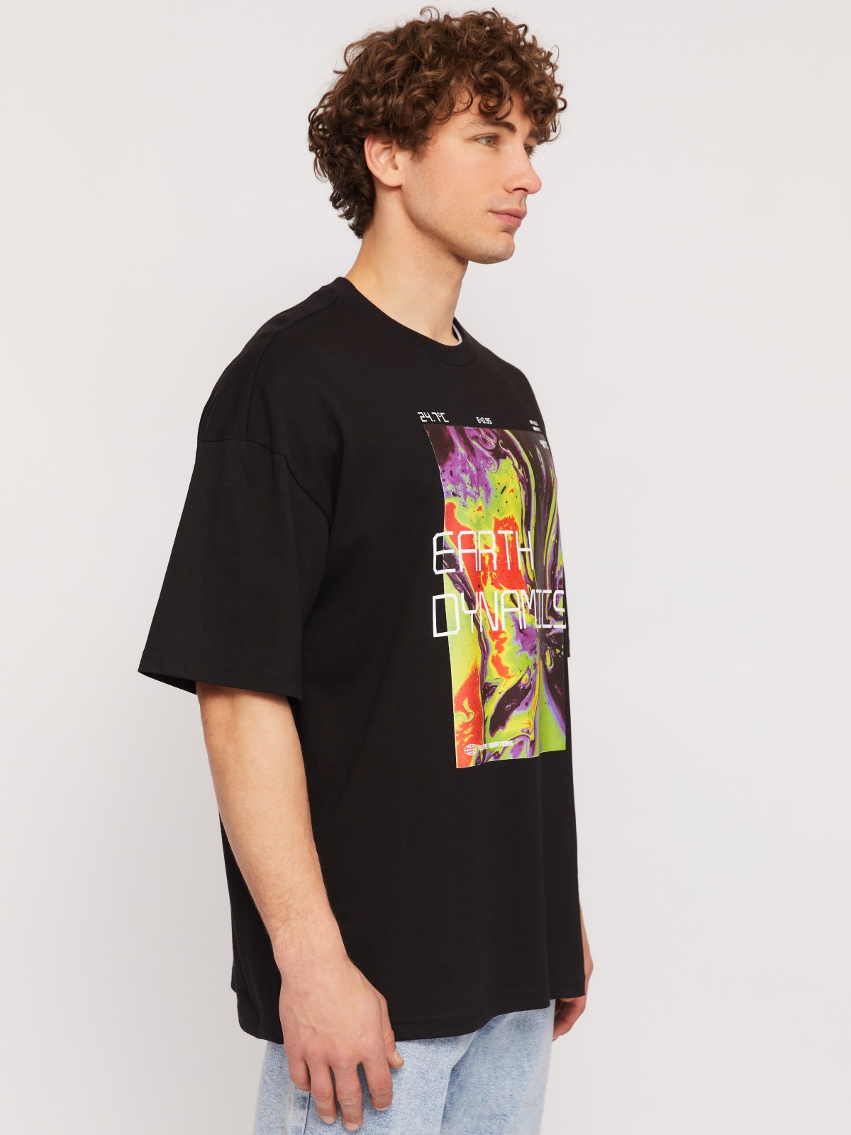 Футболка оверсайз из хлопка с принтом