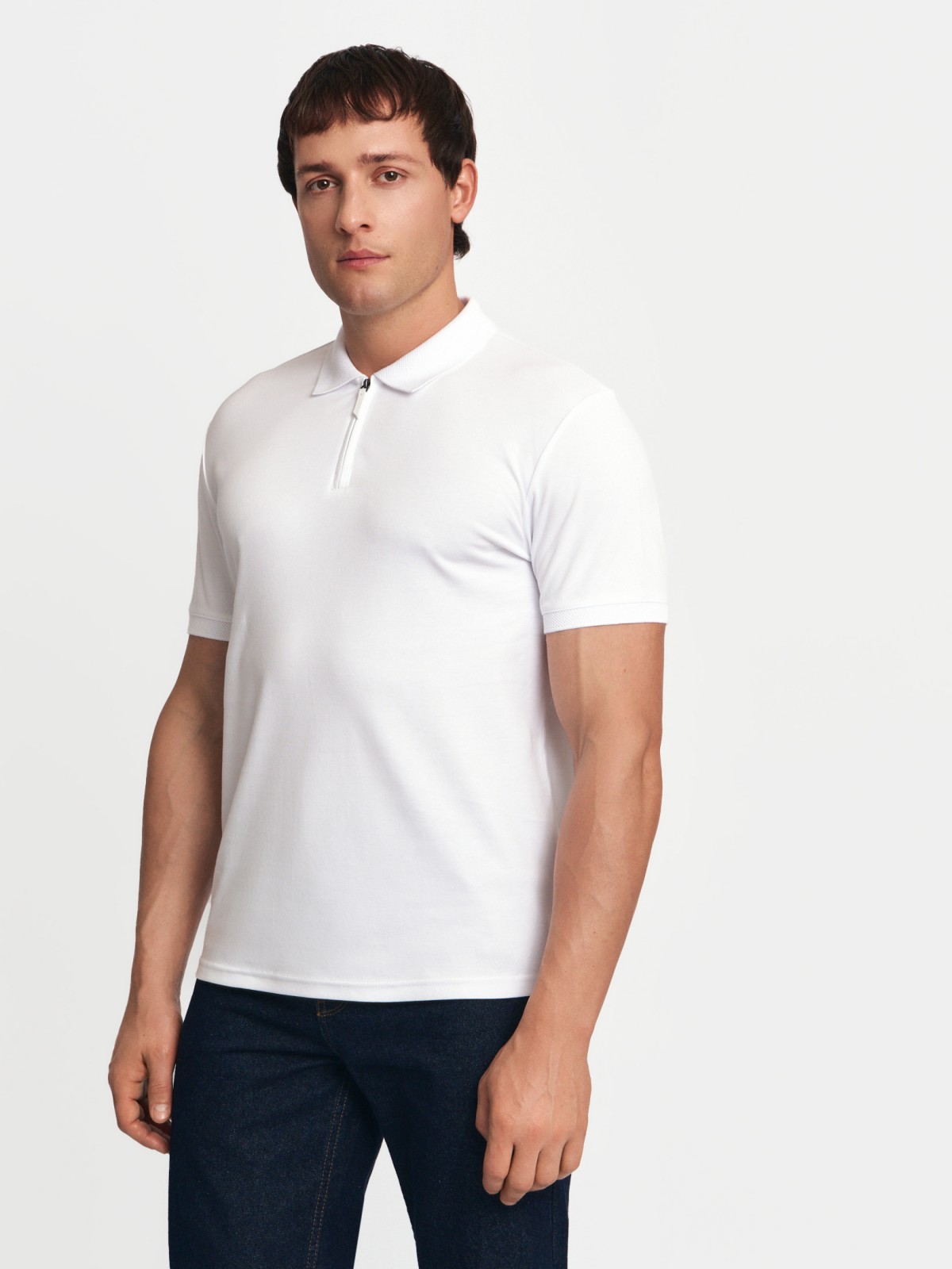 Футболка поло из хлопка на молнии