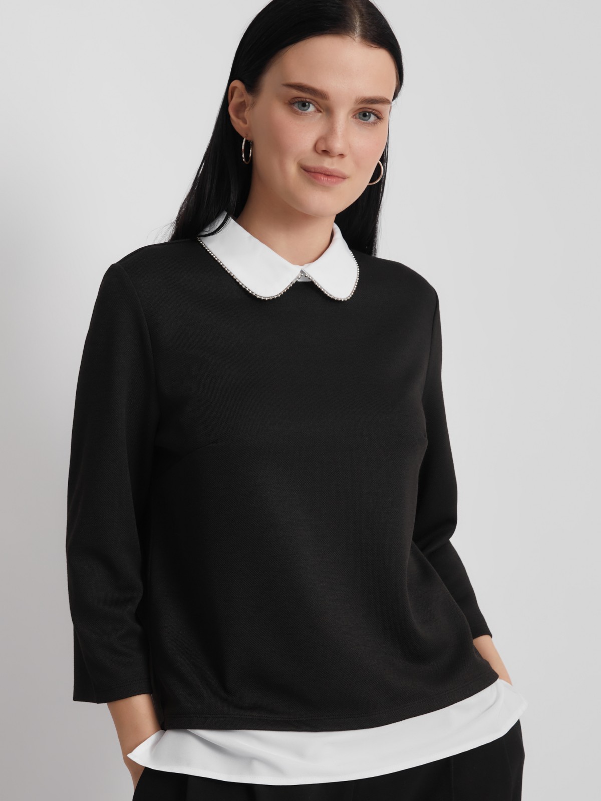 Комбинированный джемпер с блузкой 399₽