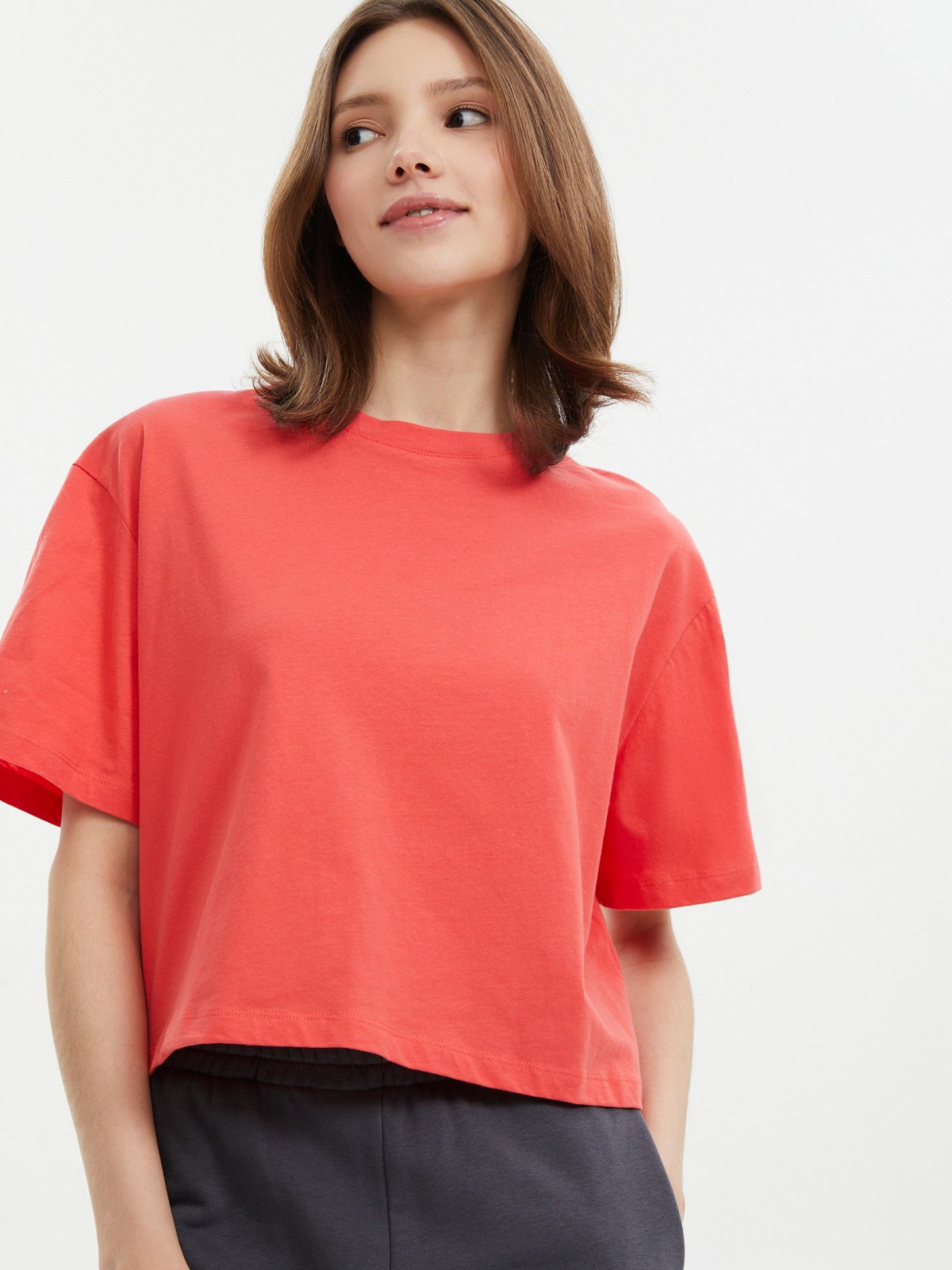 Футболка-топ из хлопка с коротким рукавом