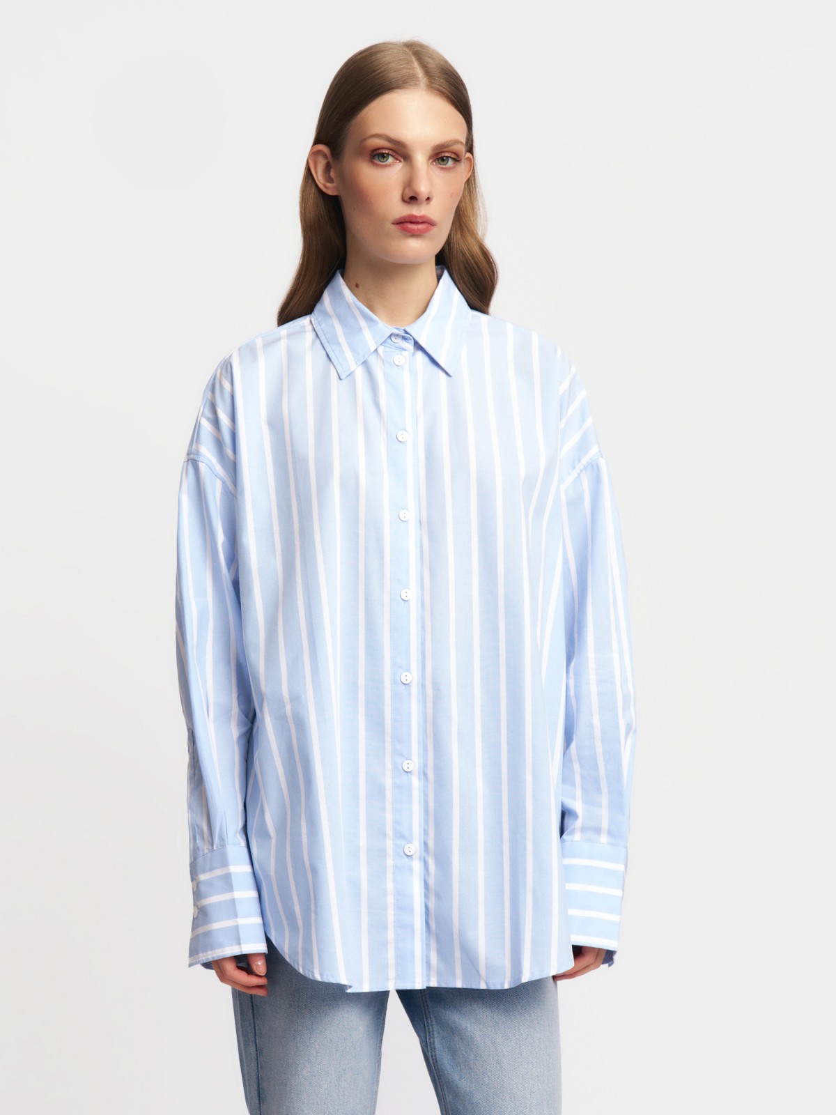 Рубашка оверсайз из хлопка в полоску