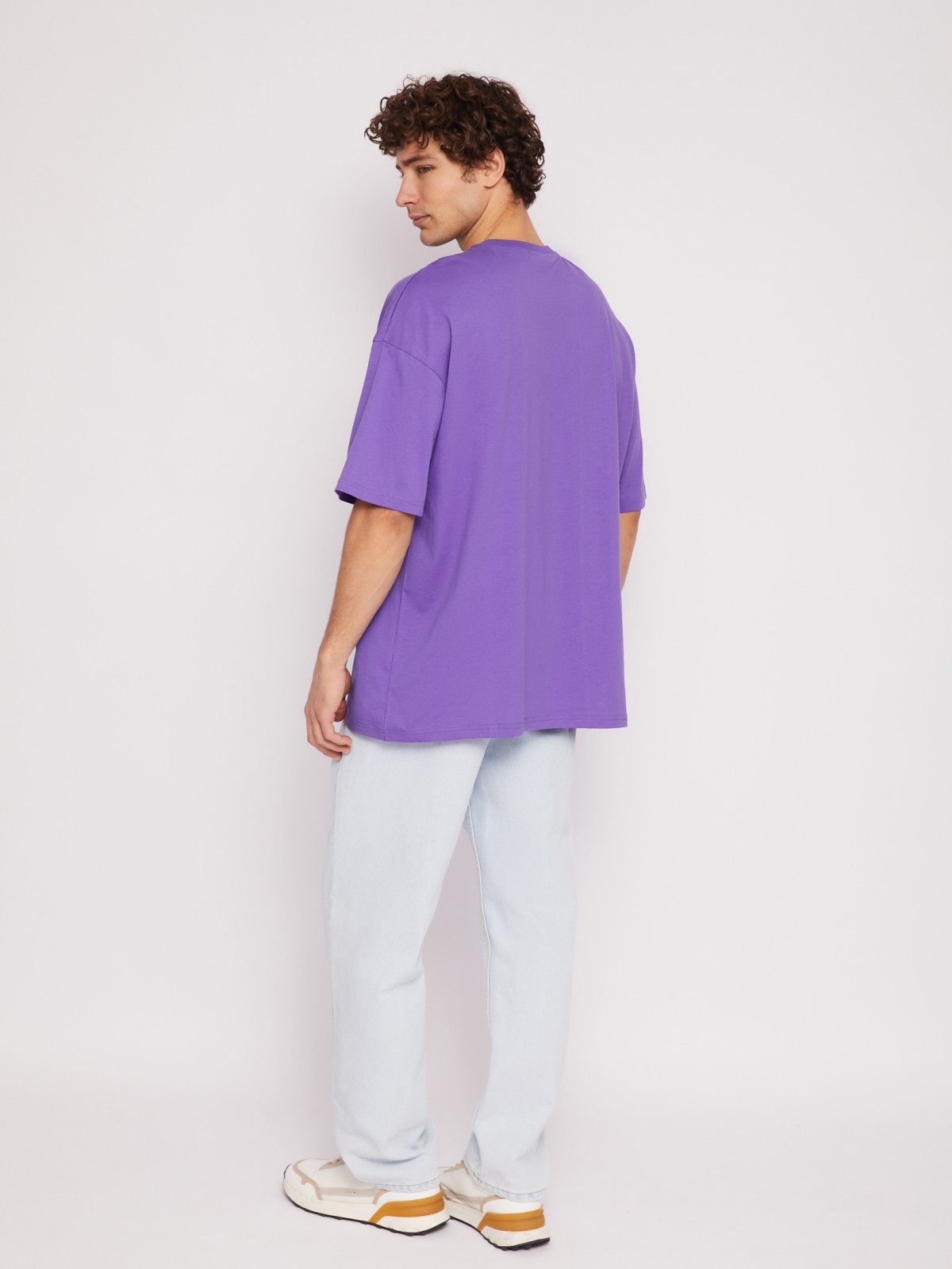 Футболка оверсайз из хлопка с коротким рукавом и принтом-надписью