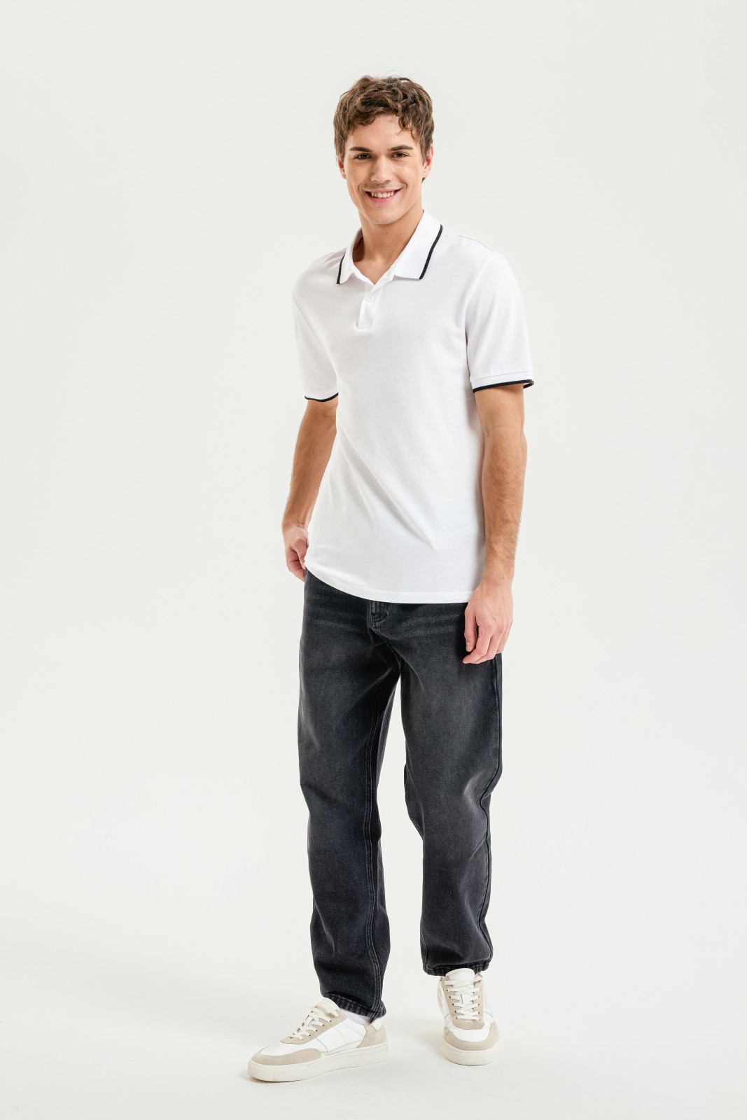 Футболка поло из хлопка однотонная