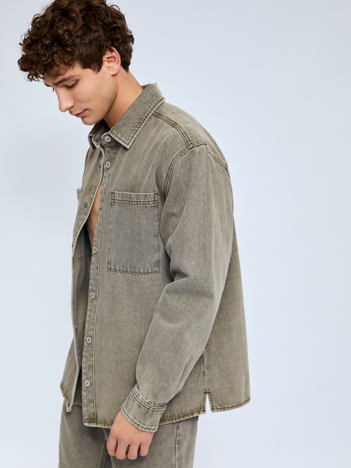 Джинсовая куртка-рубашка из хлопка на кнопках