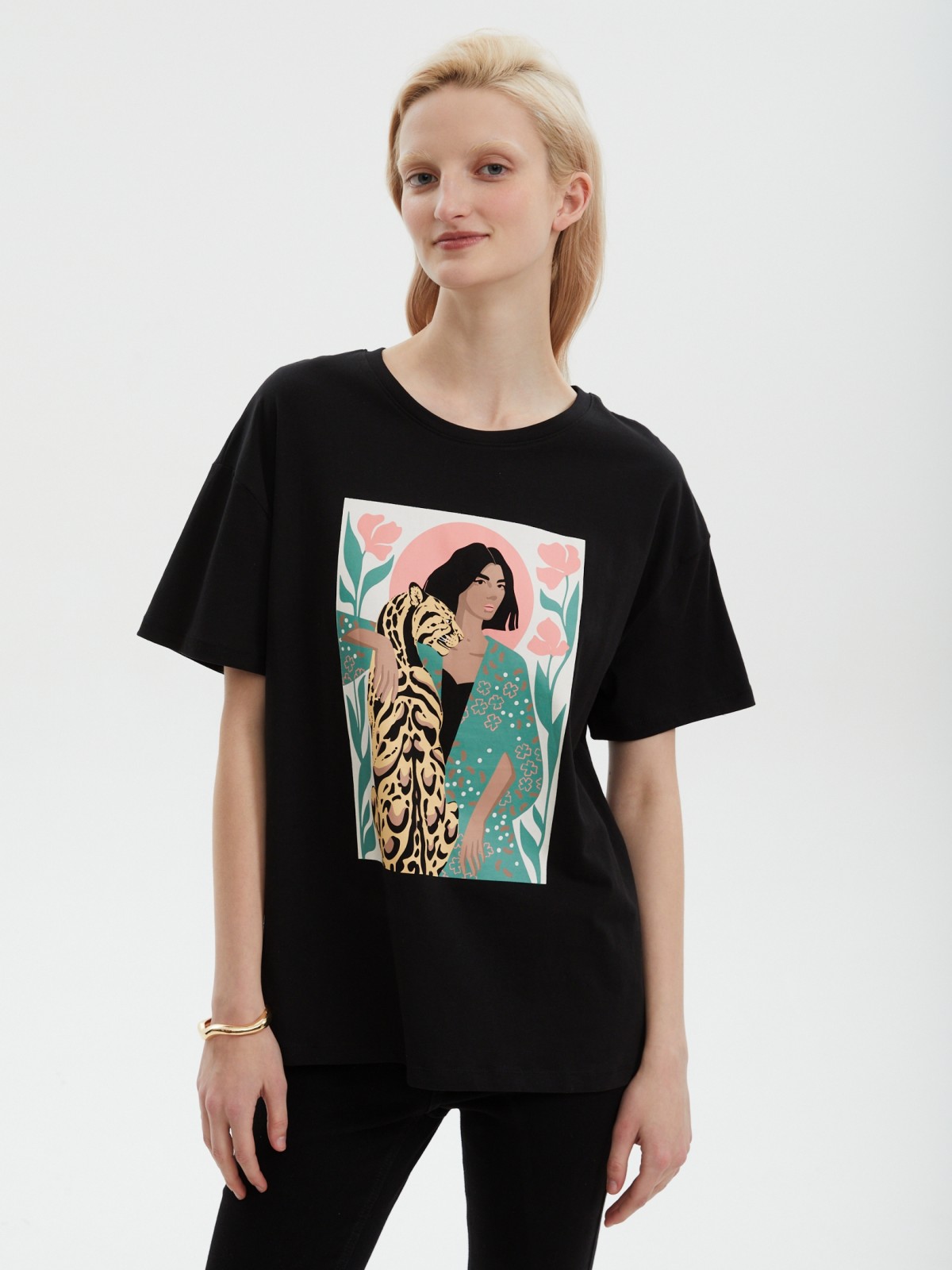 Футболка оверсайз из хлопка с принтом