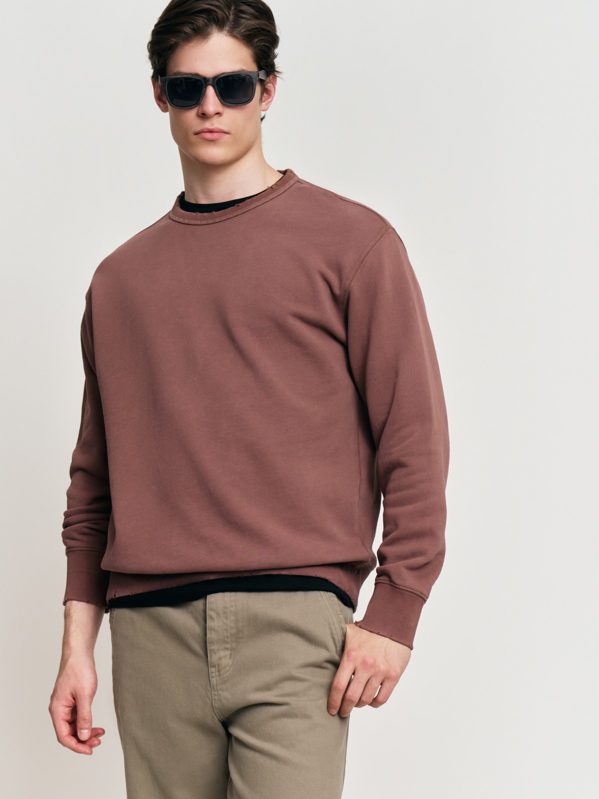 Трикотажный свитшот из хлопка однотонный