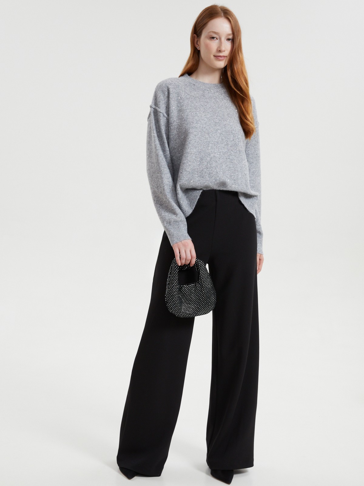 Вязаный джемпер с люрексом и пайетками