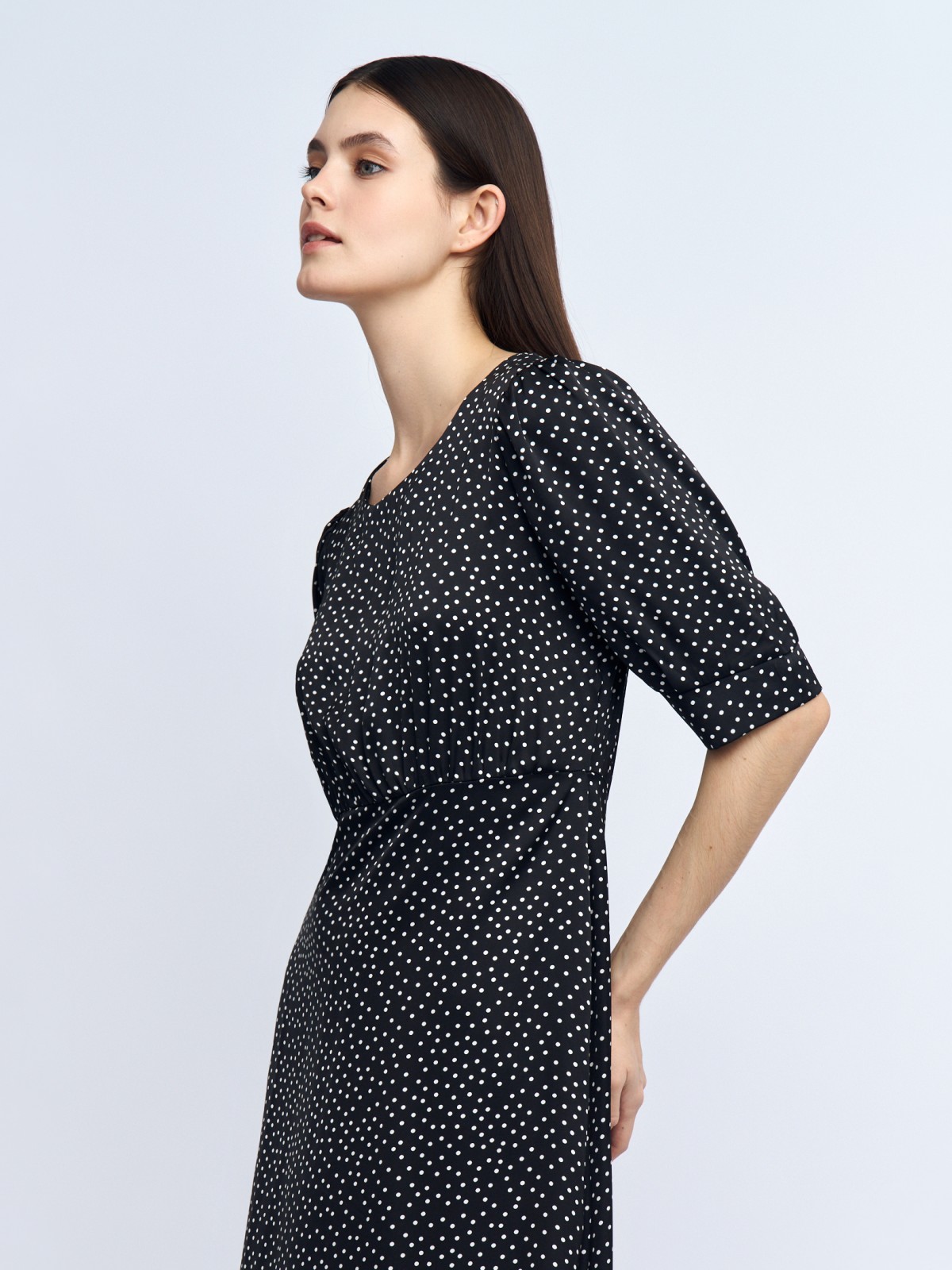 Платье миди из атласа с высокой талией