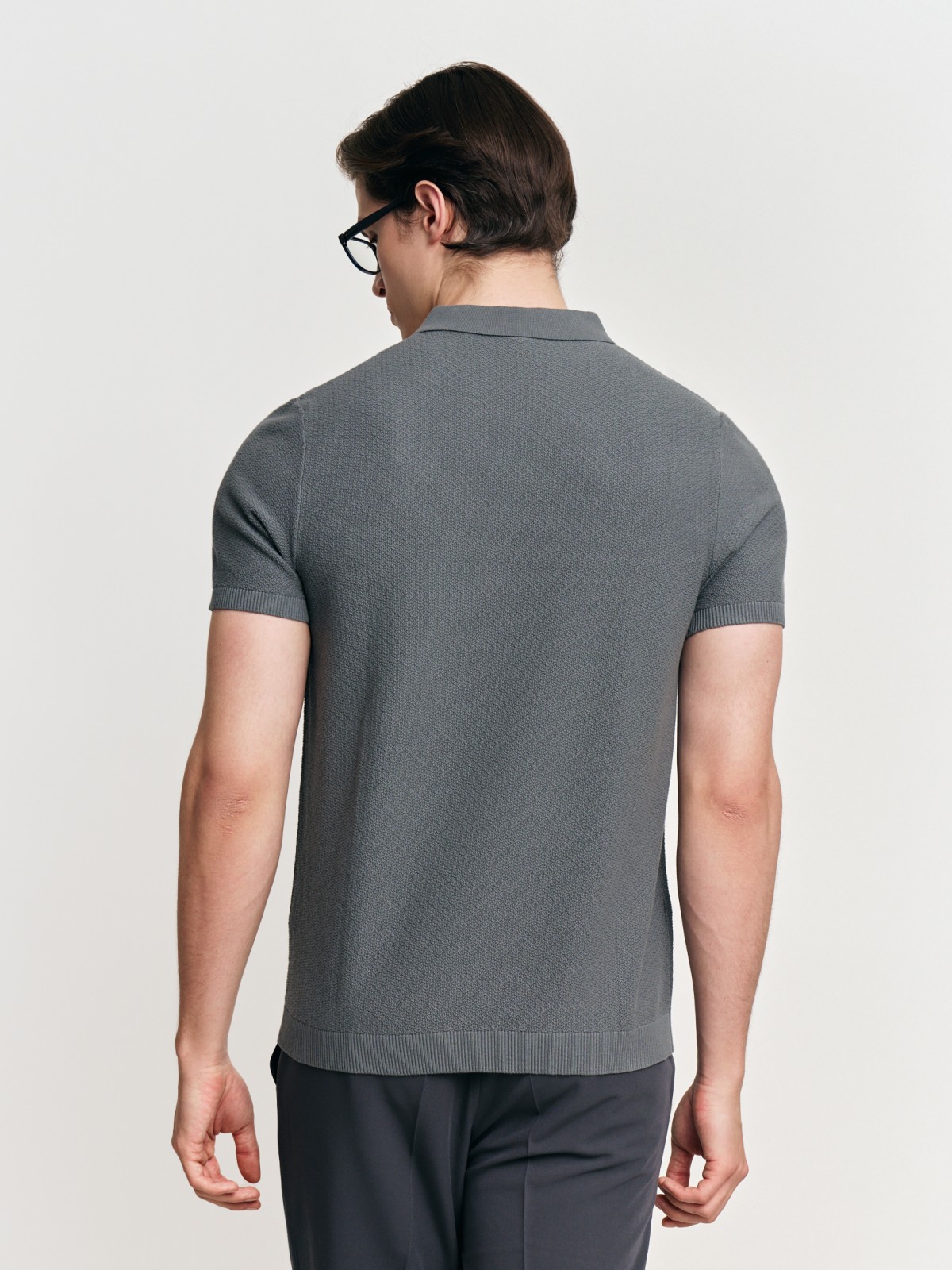 Трикотажный джемпер поло из хлопка с коротким рукавом