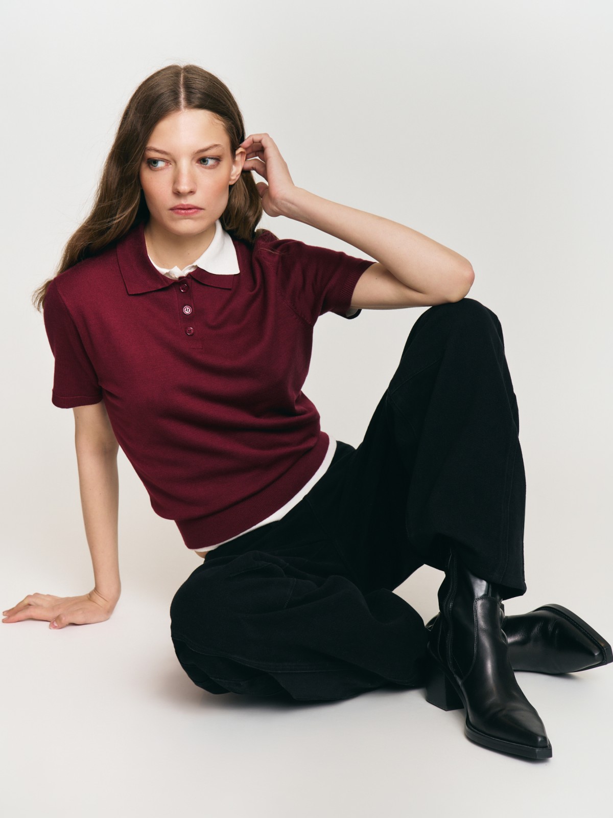 Трикотажный джемпер с воротником поло