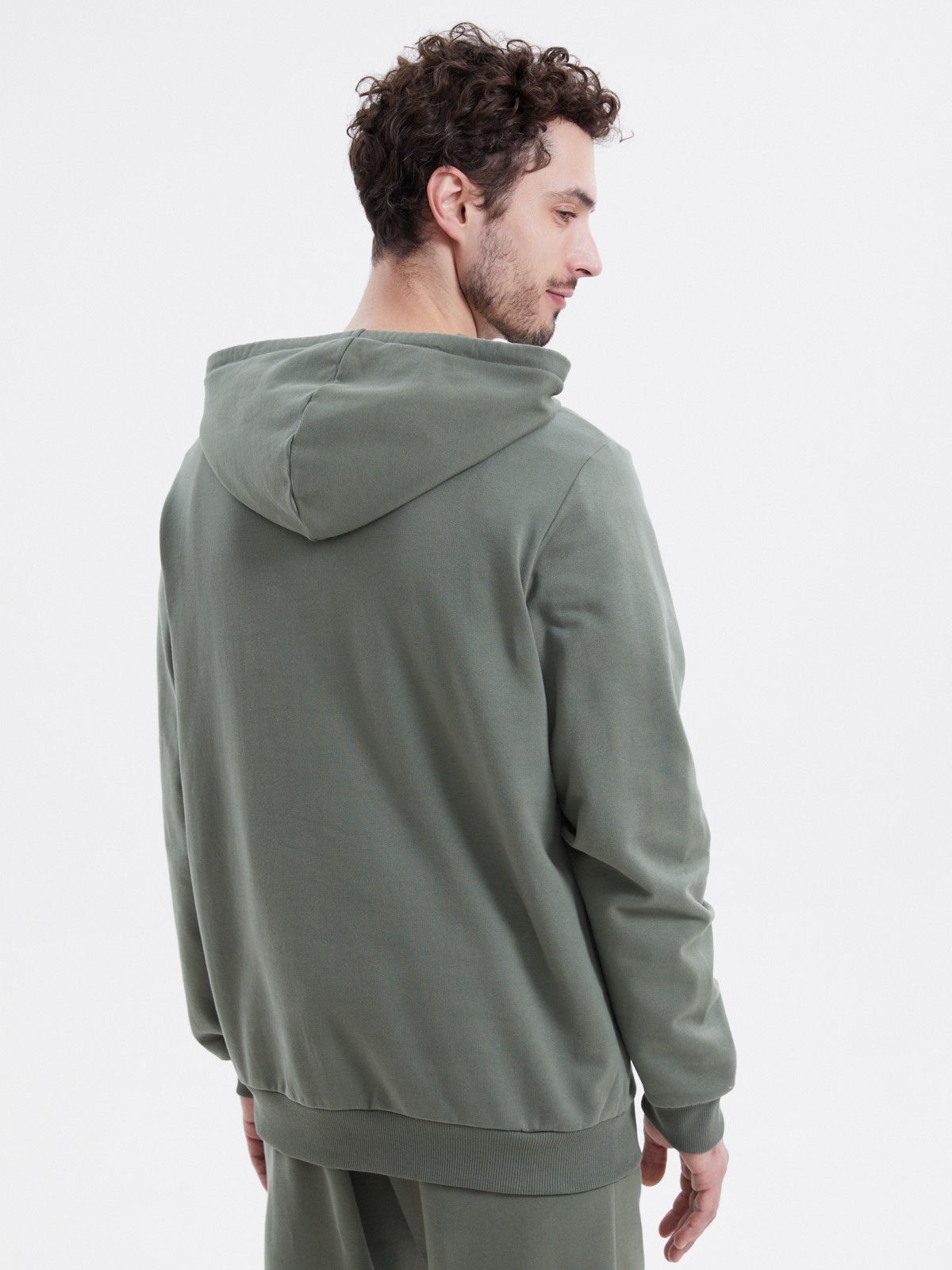 Худи из хлопка с капюшоном однотонное