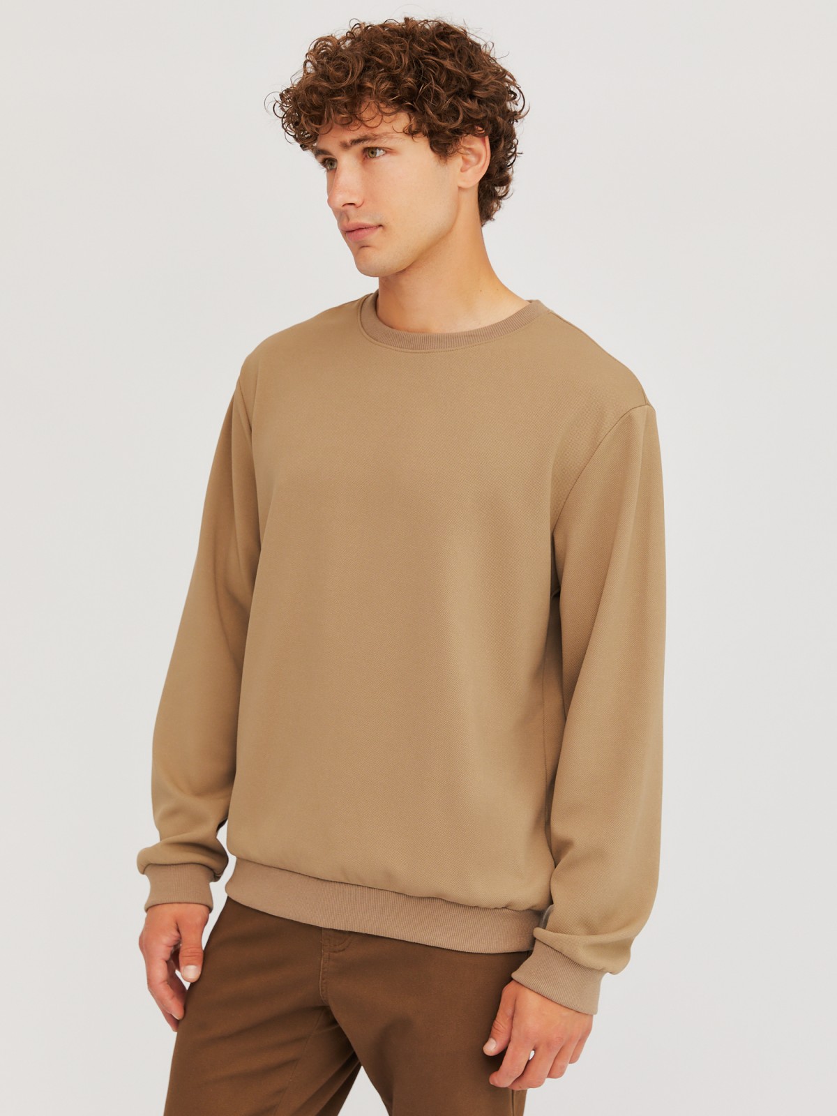 Трикотажный свитшот прямого кроя с длинным рукавом