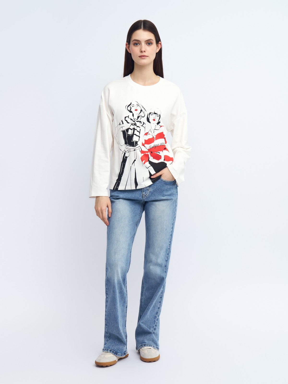 Джинсы силуэта Bootcut со средней посадкой