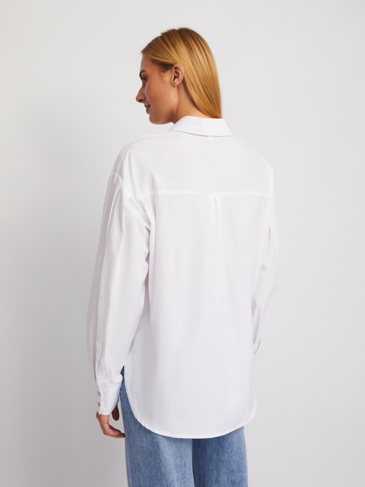 Рубашка оверсайз с акцентными объёмными рукавами zolla 024111159161, цвет белый, размер XXS - фото 5