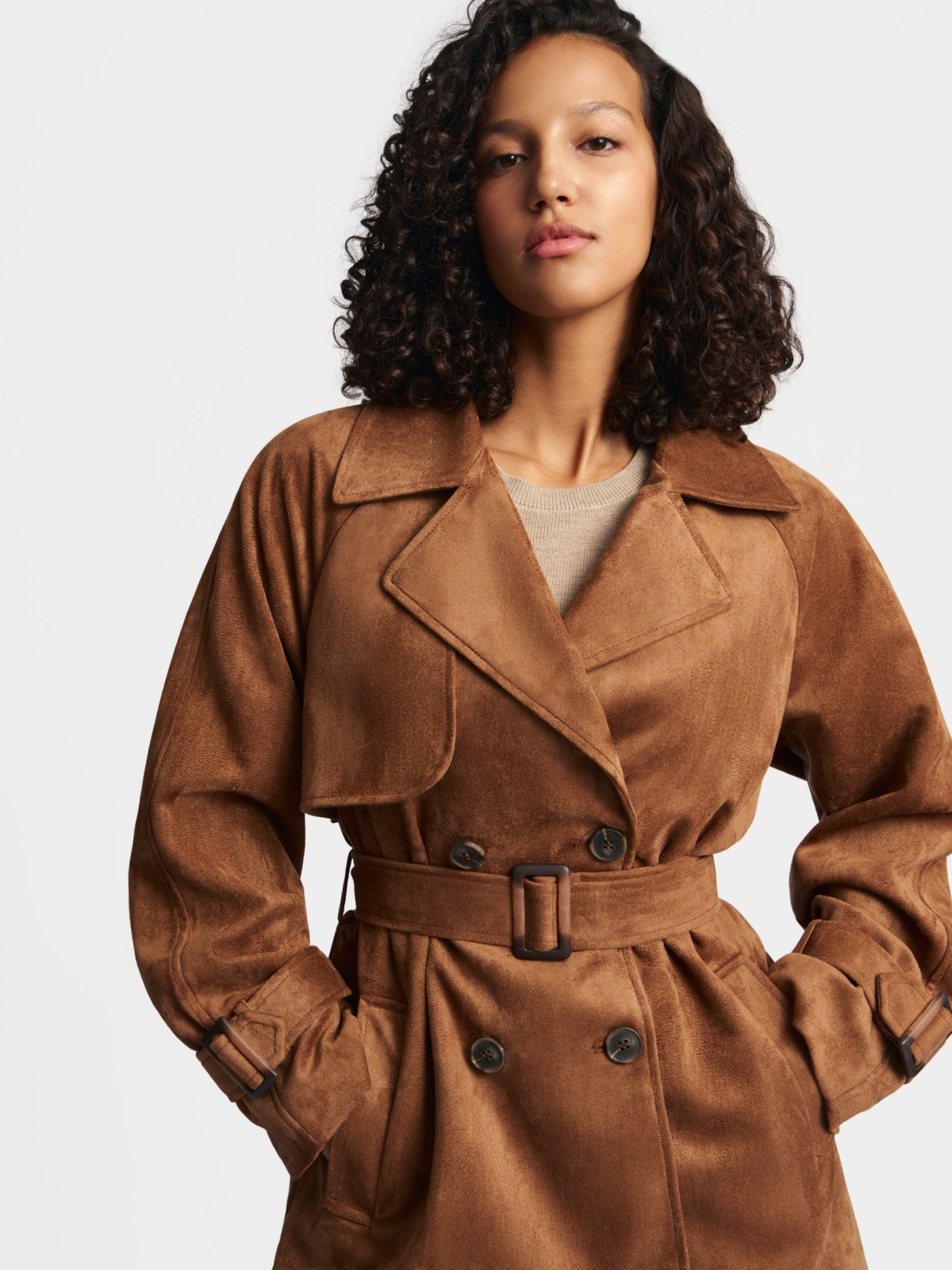 Тренч из экозамши