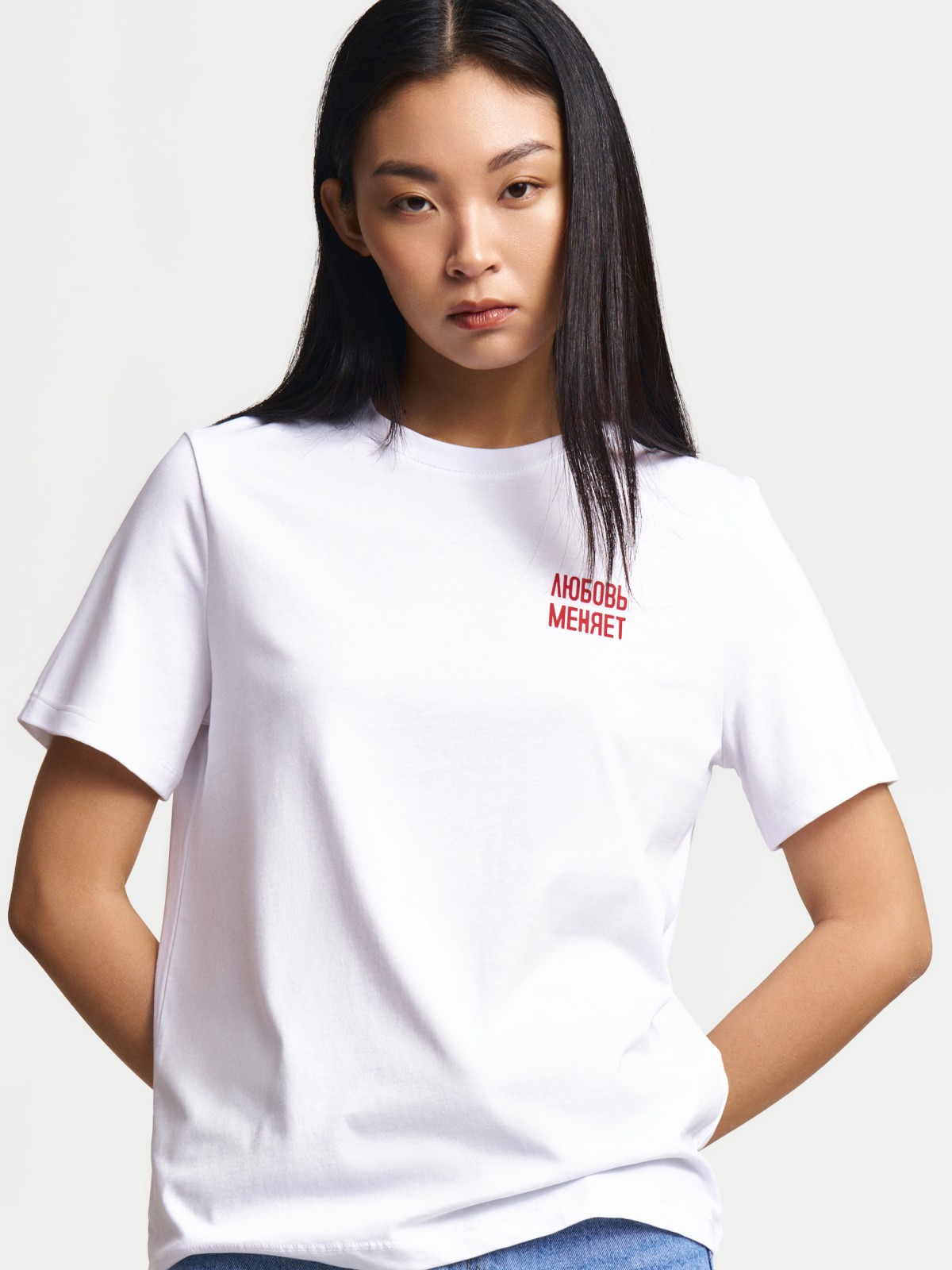 Трикотажная футболка из хлопка с надписью