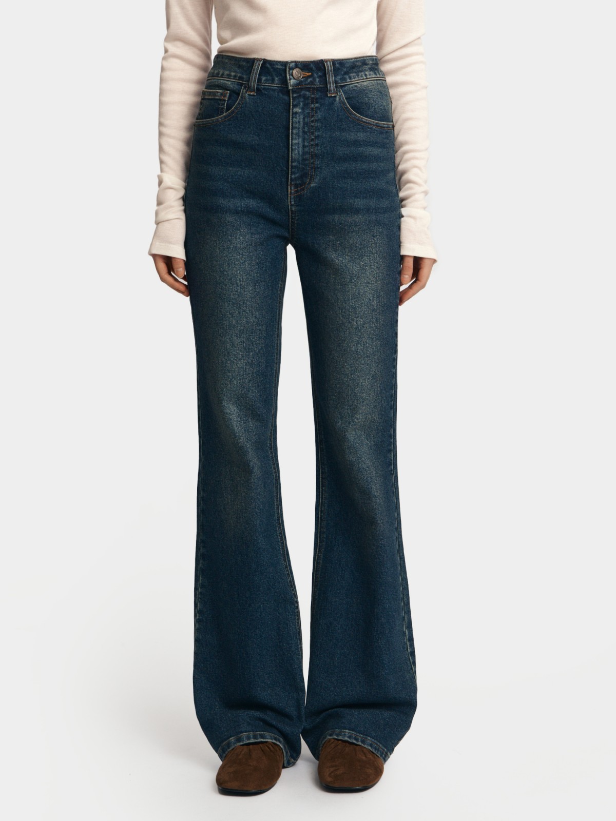 Джинсы силуэта Bootcut с высокой посадкой