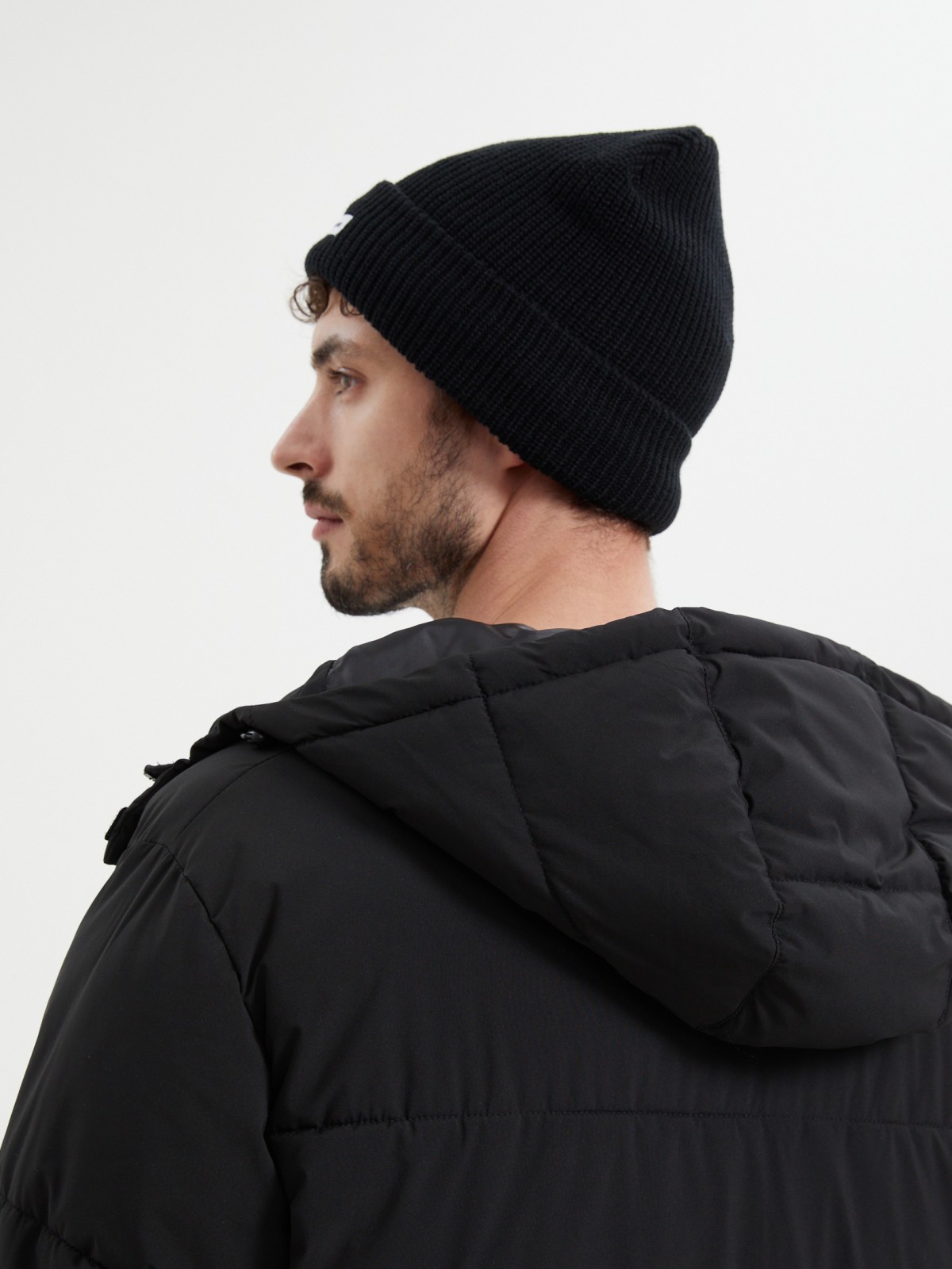 Вязаная шапка-бини с флисом