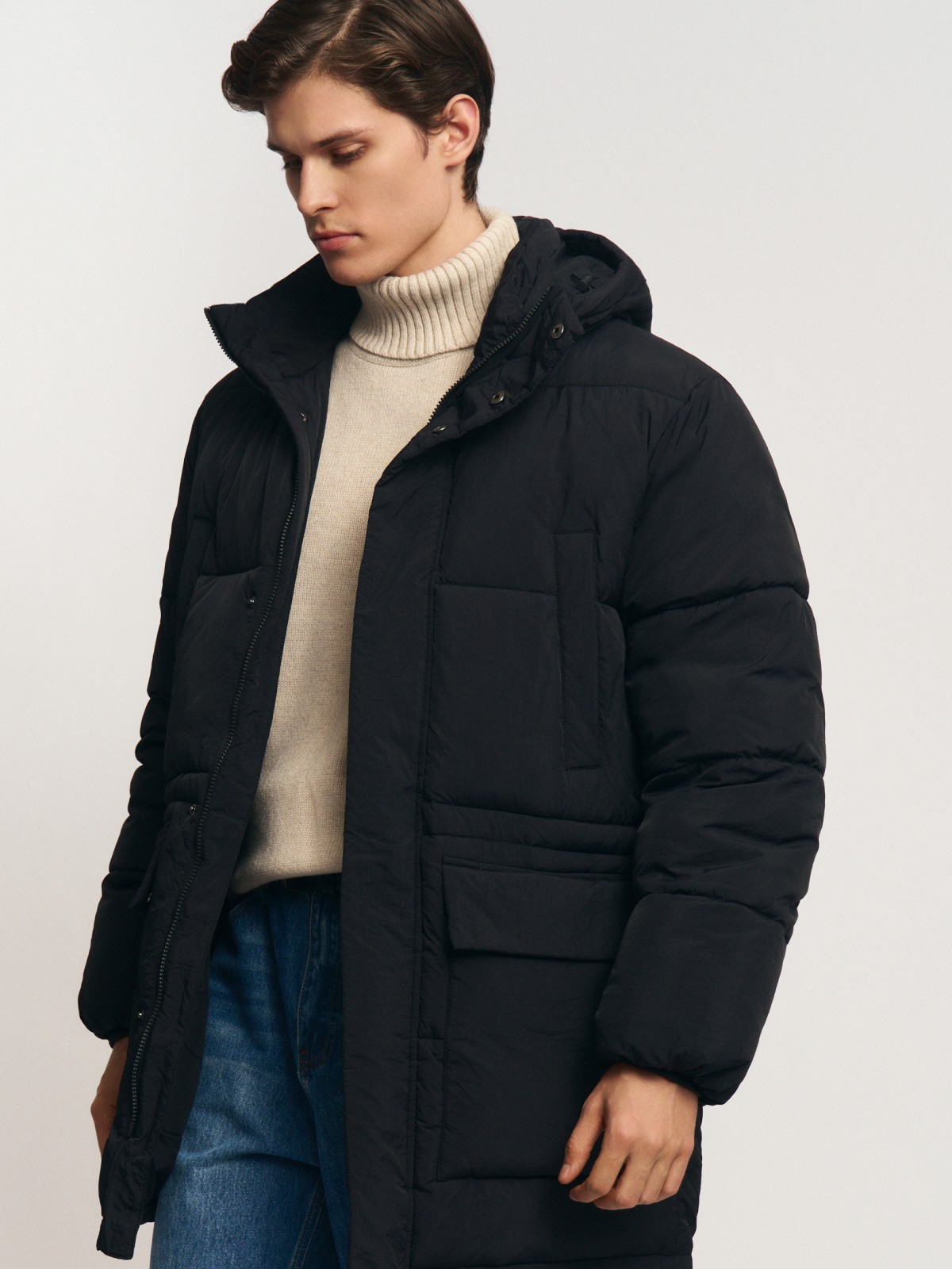 Тёплая стёганая куртка на молнии с капюшоном