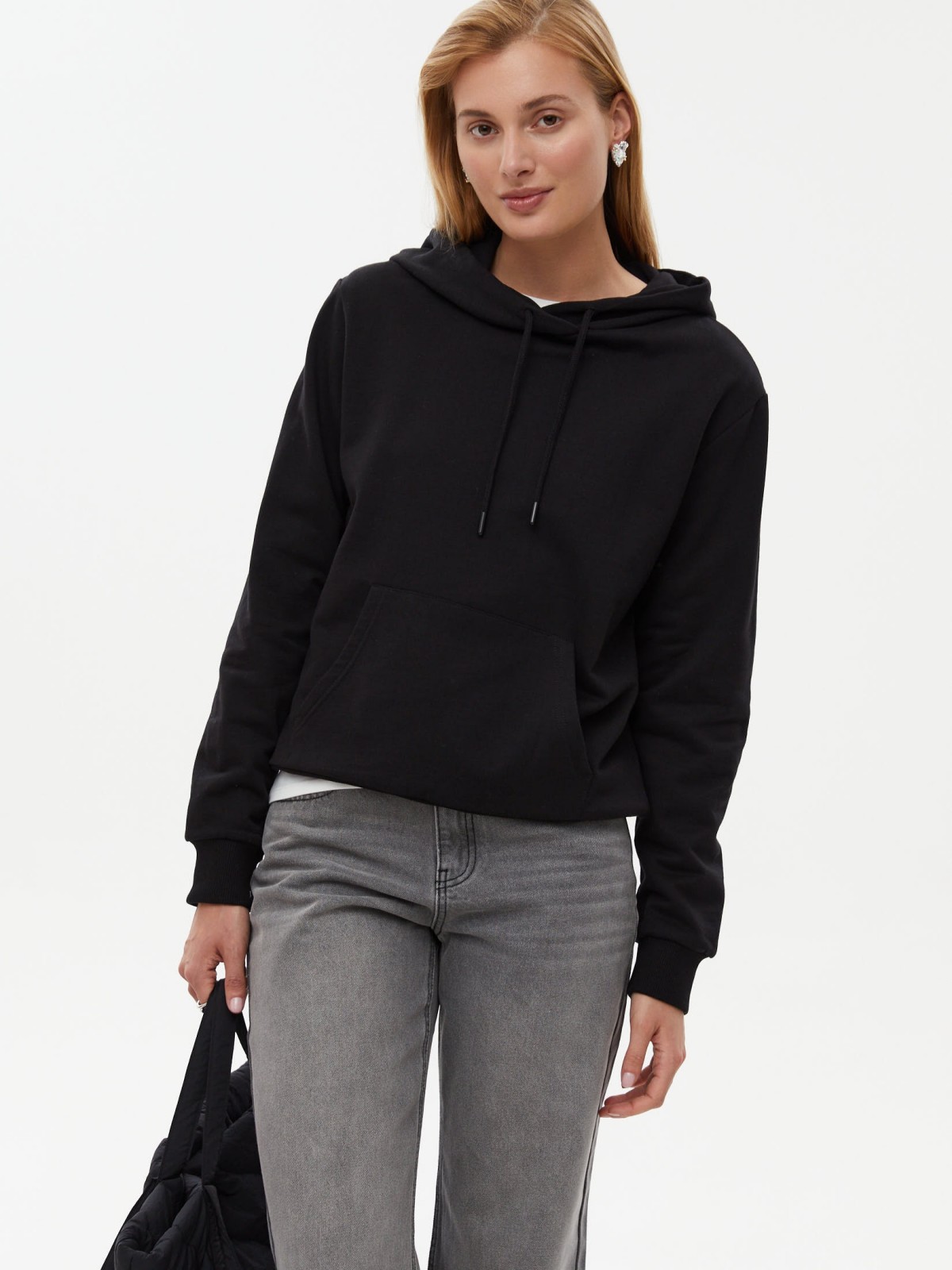 Утеплённый худи из хлопка с начёсом и капюшоном