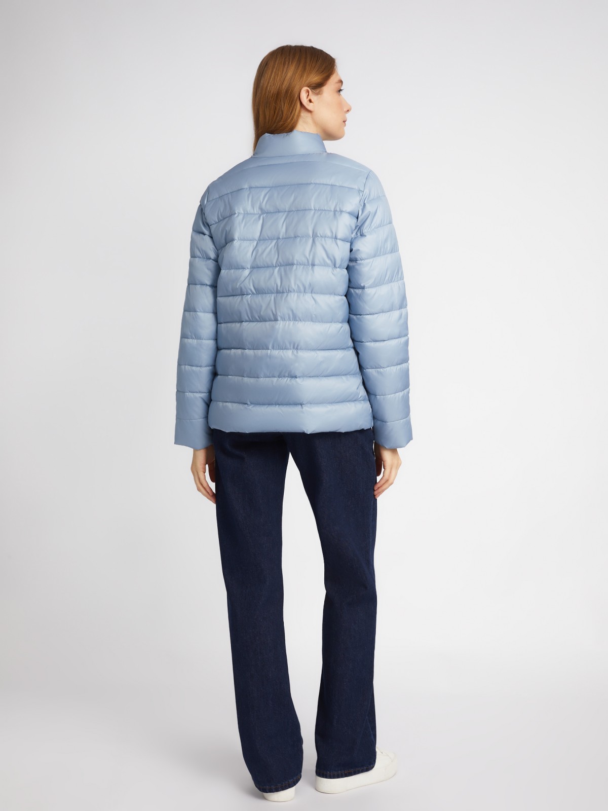 Утеплённая короткая куртка на молнии с воротником zolla 024135112154, цвет голубой, размер S - фото 6