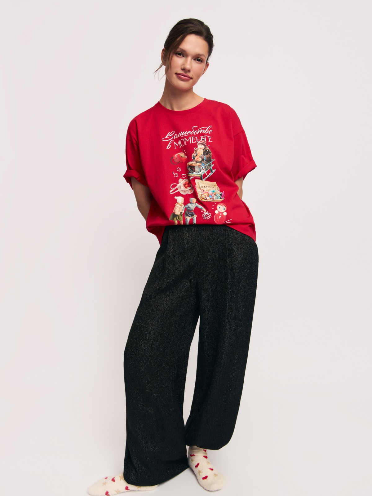 Футболка из хлопка с новогодним принтом