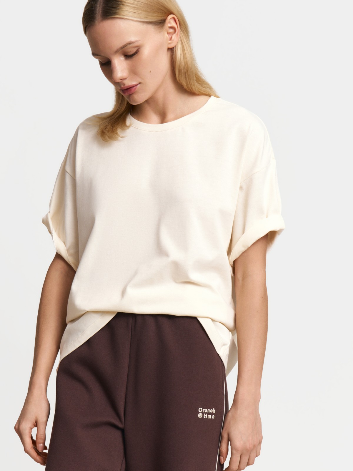 Футболка оверсайз из хлопка однотонная