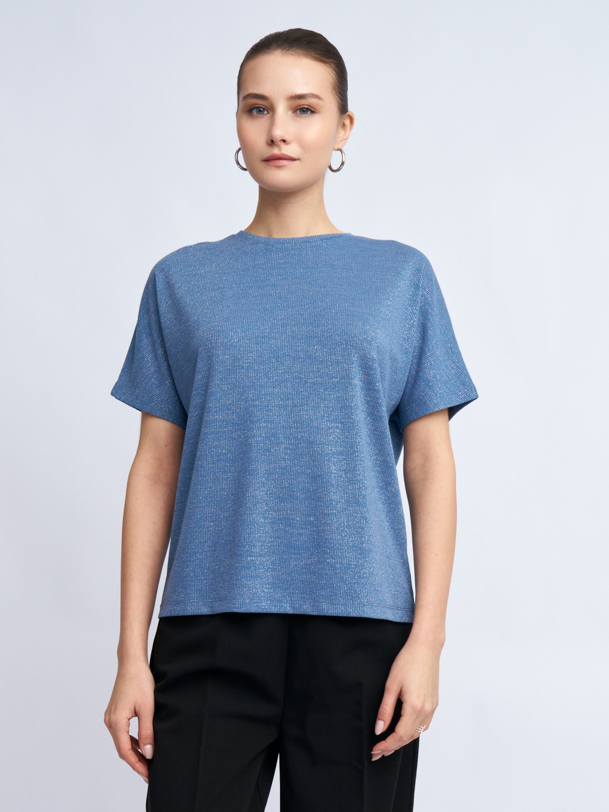 Трикотажный топ-блузка с люрексом