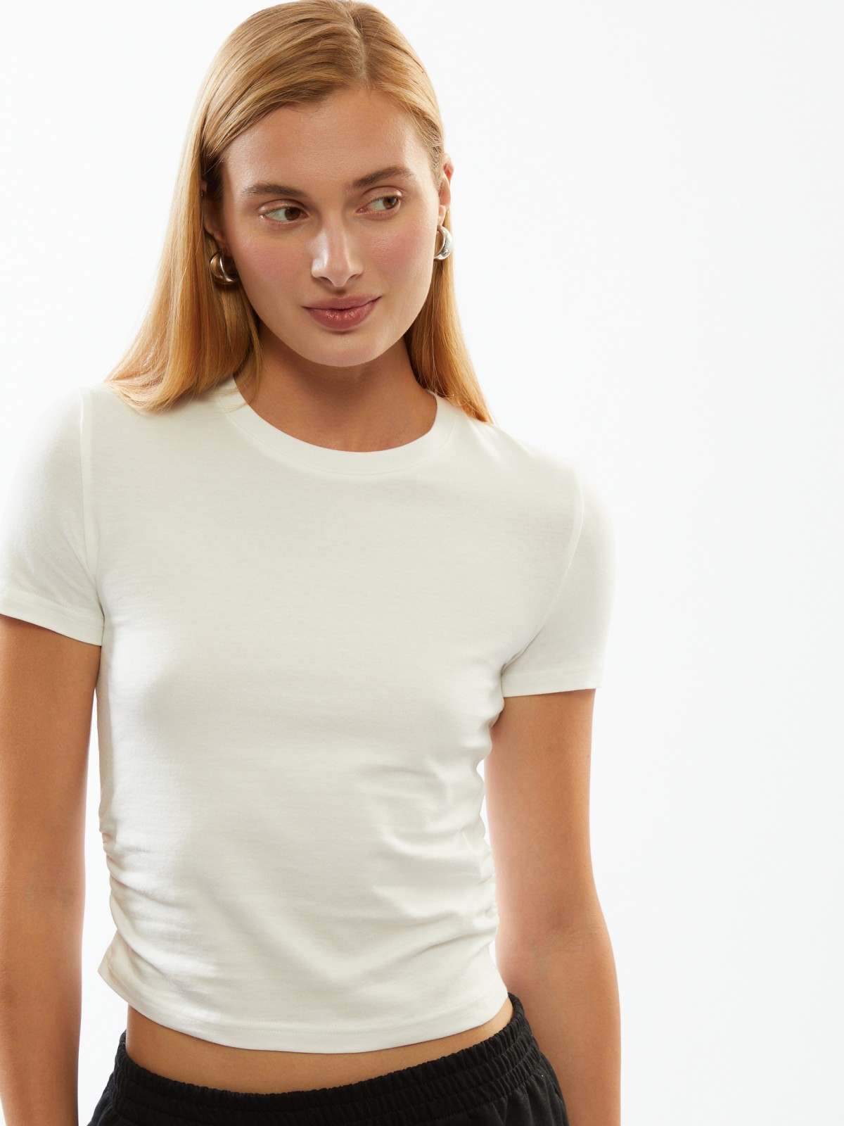 Топ-футболка из хлопка с драпировкой