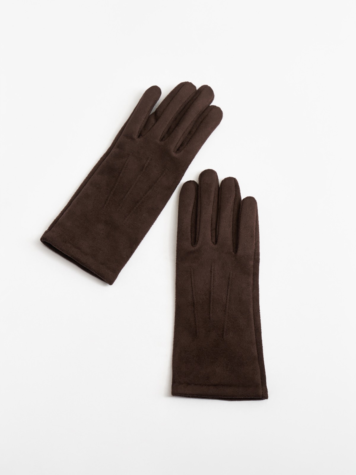 Утеплённые замшевые перчатки с экомехом