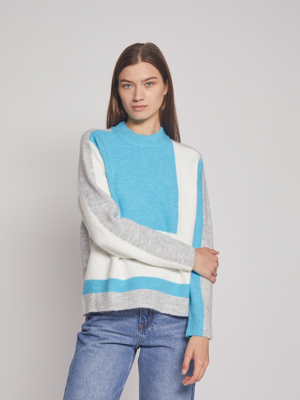 Вязаный джемпер в стиле Color Block