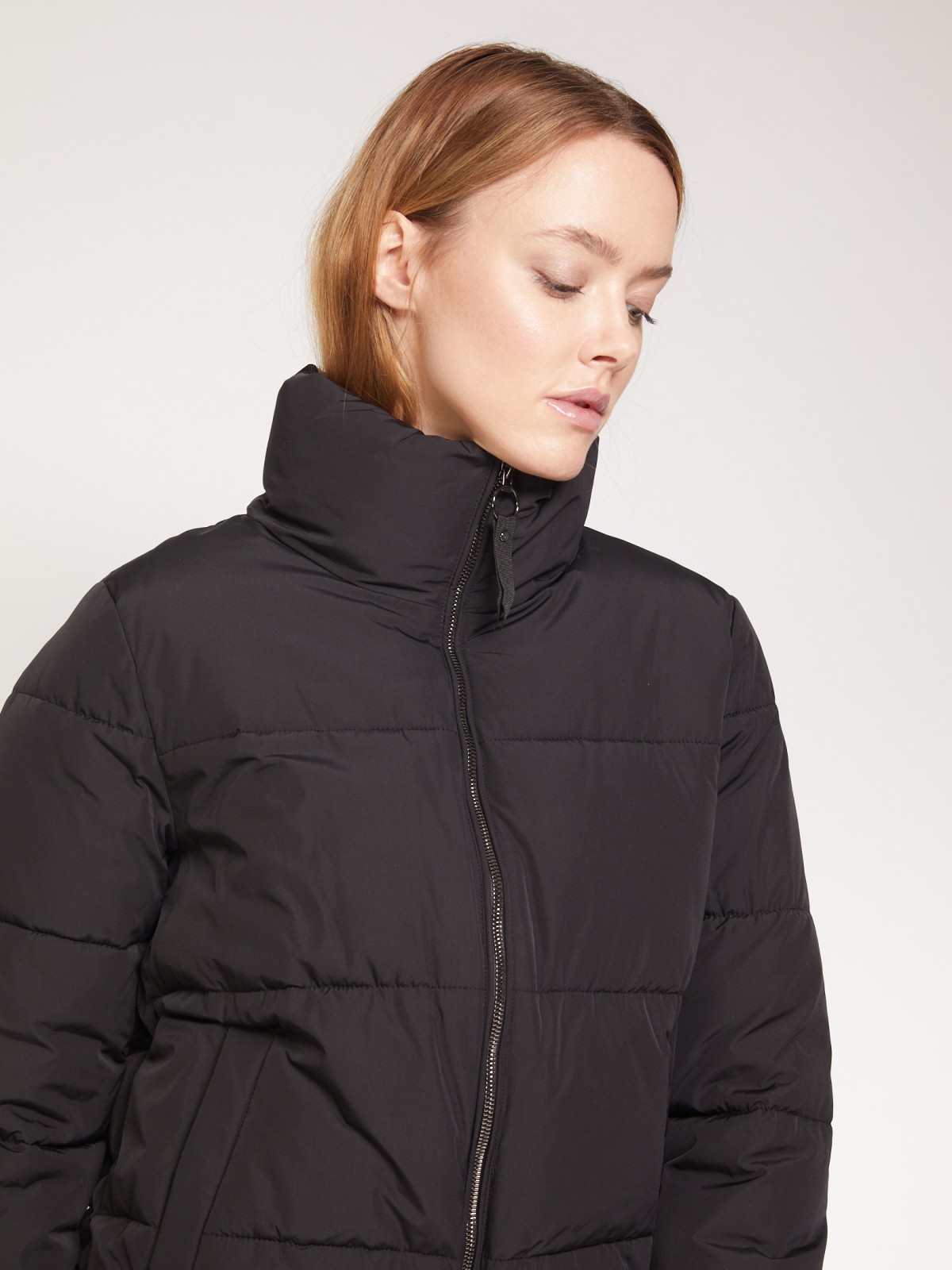 Тёплая куртка с высоким воротником-стойкой zolla 021335112034, цвет черный, размер XS - фото 5