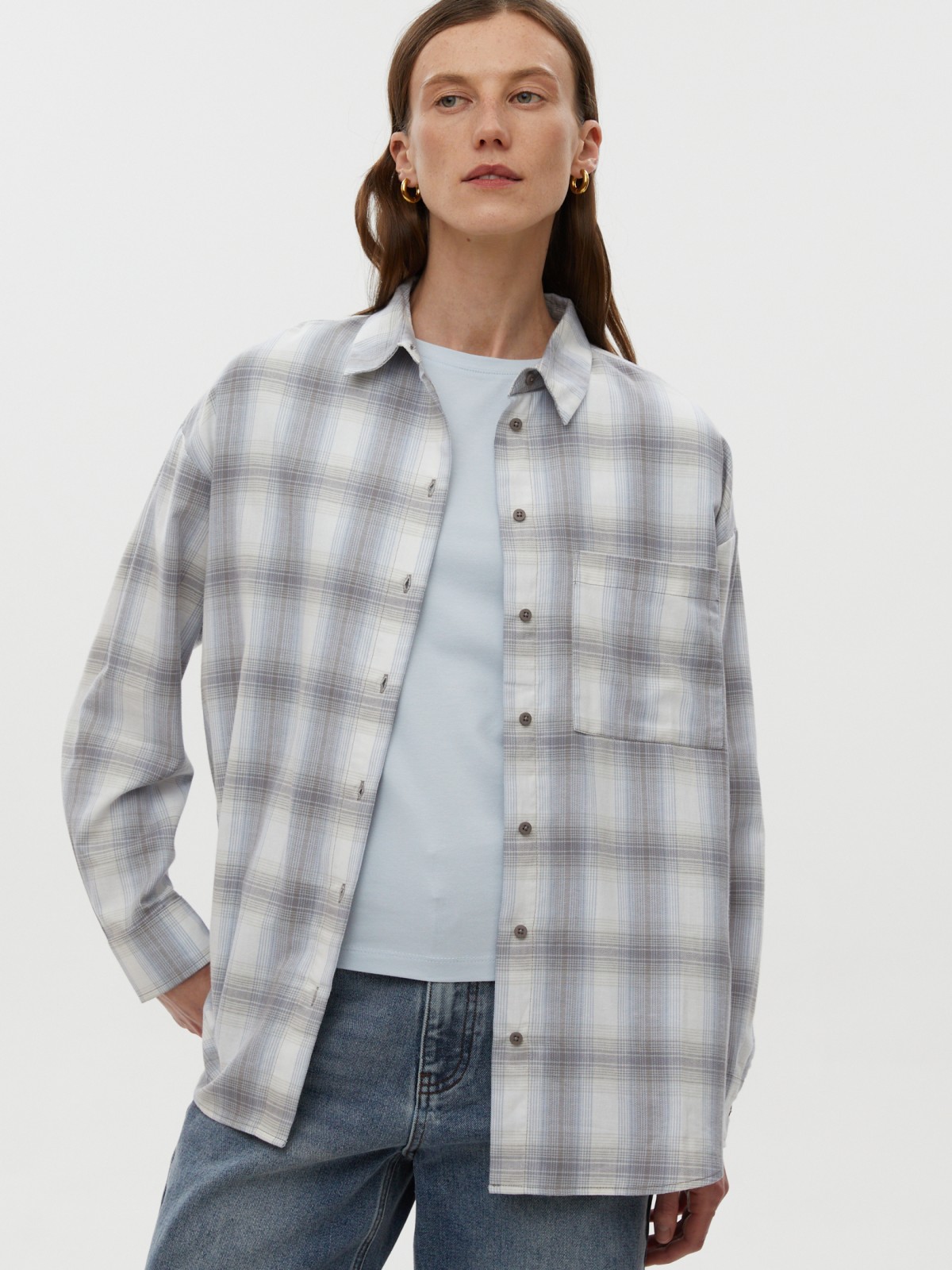 Верхняя рубашка оверсайз в клетку