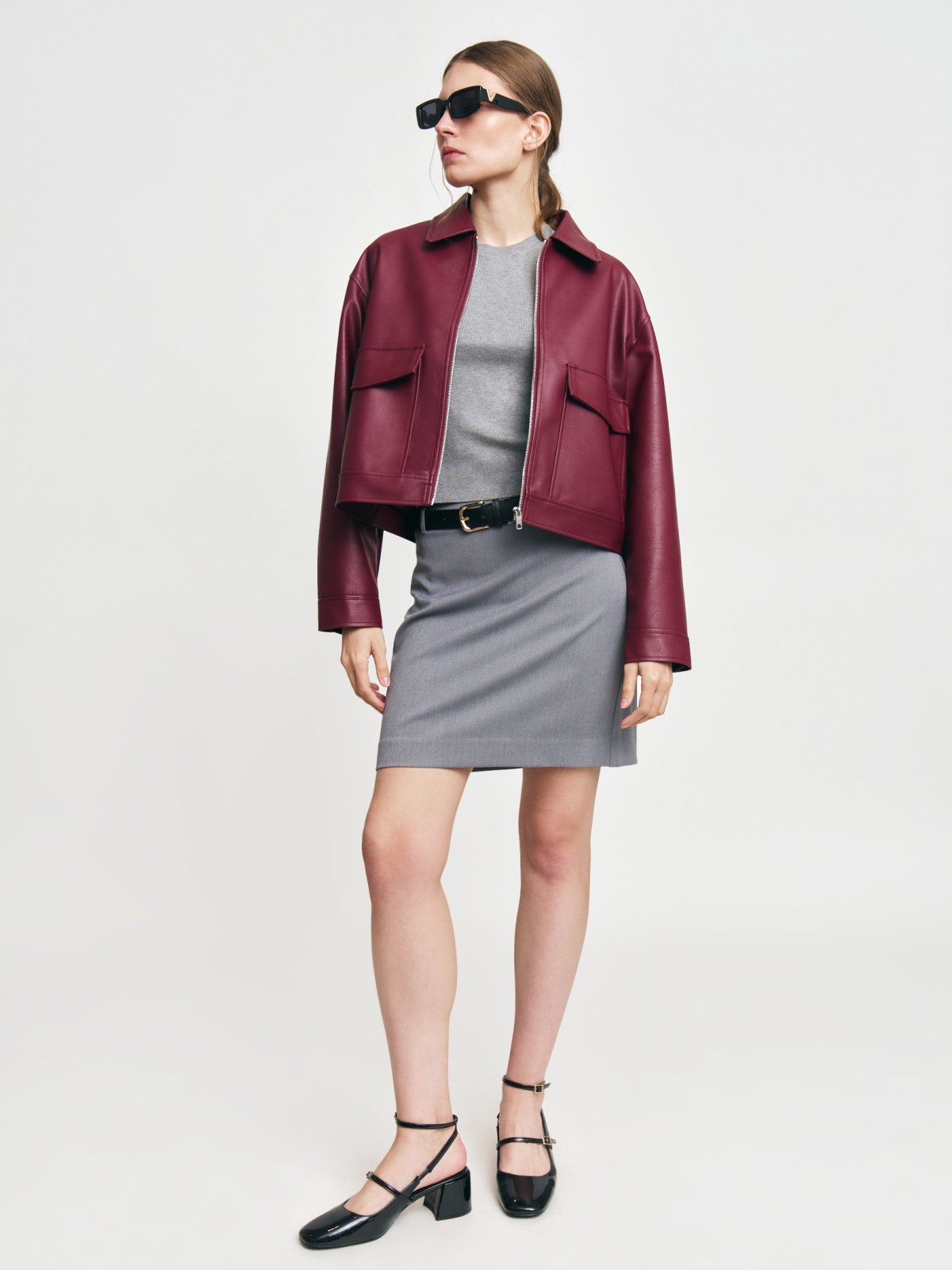 Прямая трикотажная юбка мини