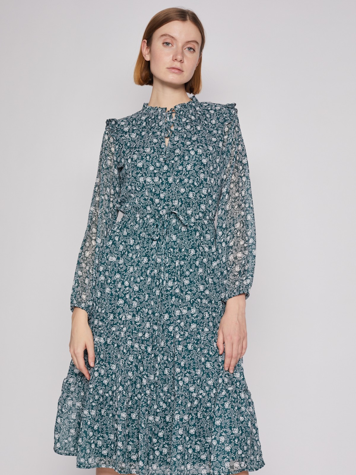 Шифоновое платье миди с цветочным принтом zolla 02213824Y123, размер XS - фото 3