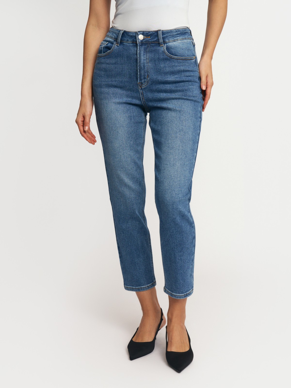 Джинсы силуэта Slim с высокой посадкой