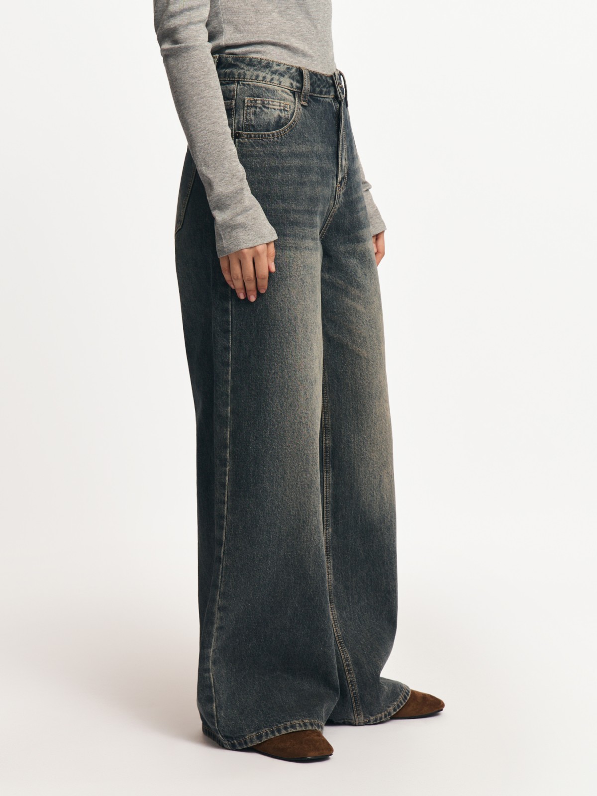 Утеплённые джинсы Wide с начёсом