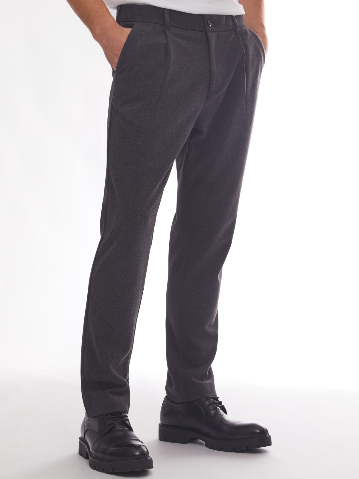 Офисные брюки силуэта Tapered zolla 014117366013, цвет темно-серый, размер 30 - фото 3