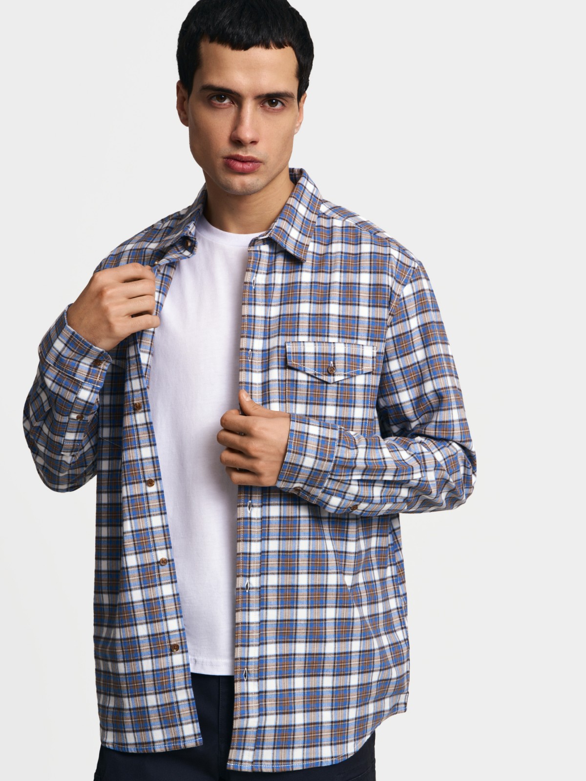 Рубашка из хлопка с узором в клетку