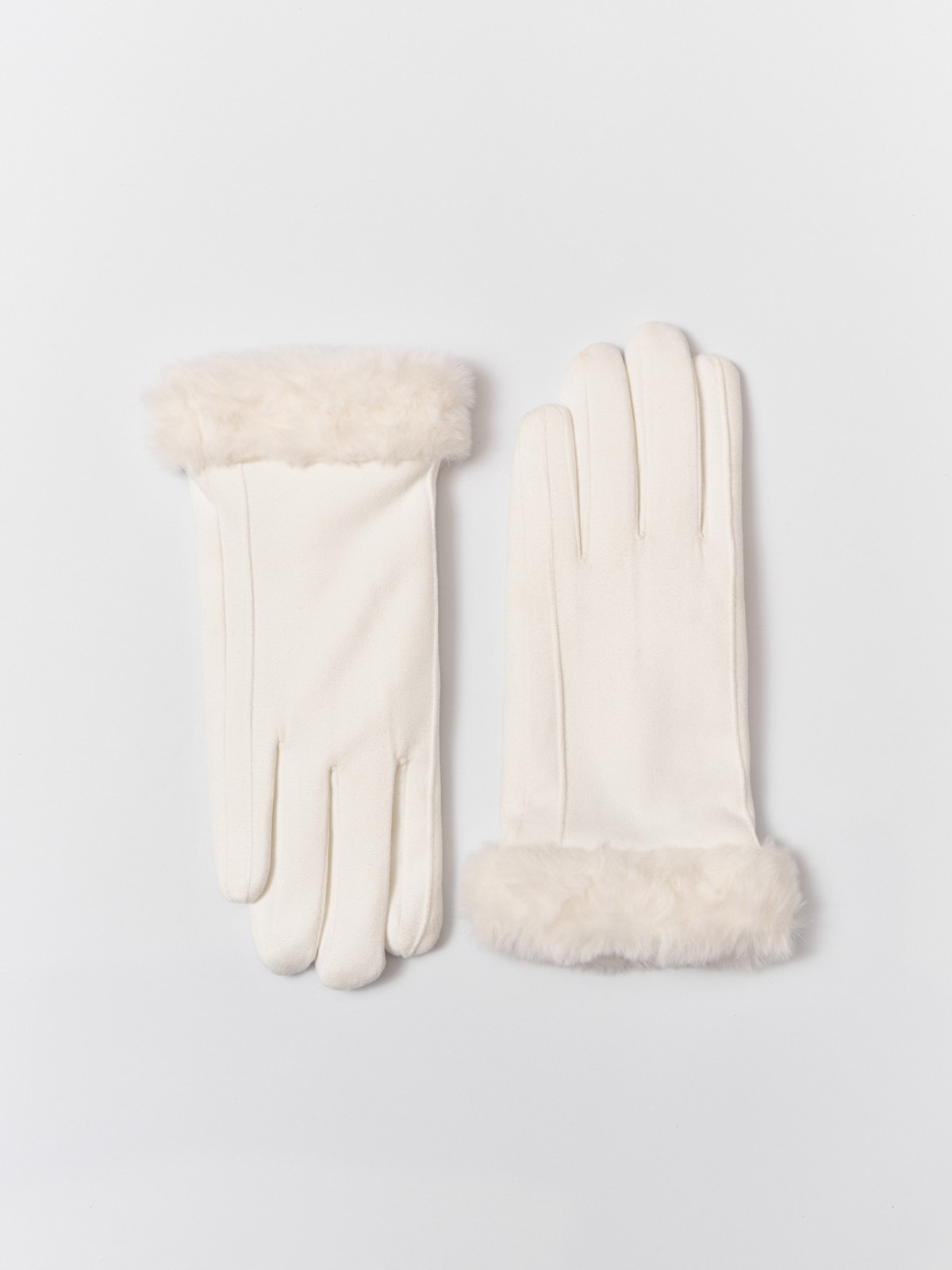 Тёплые перчатки с опушкой и подкладкой из экомеха