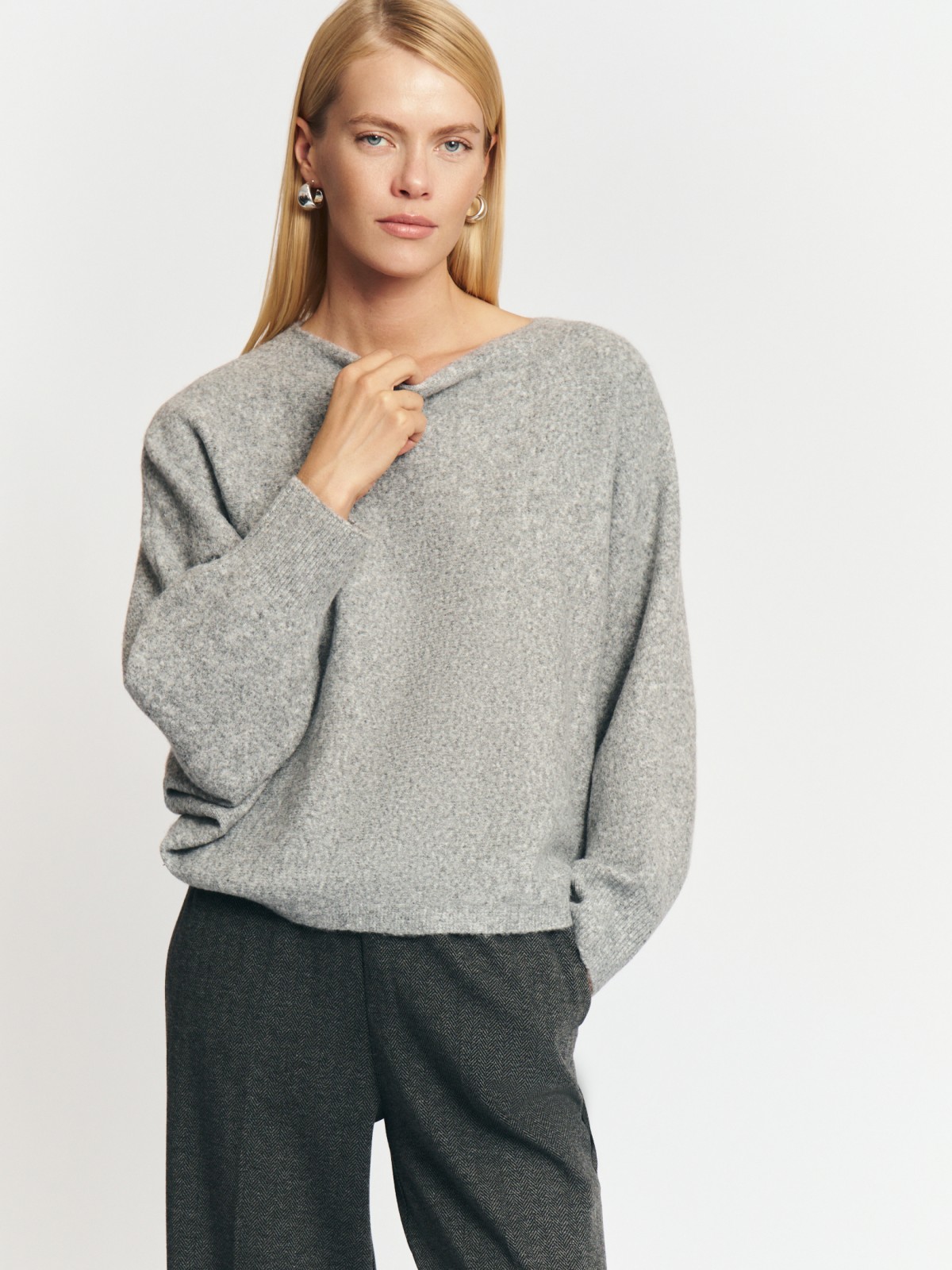 Вязаный джемпер с рукавом летучая мышь