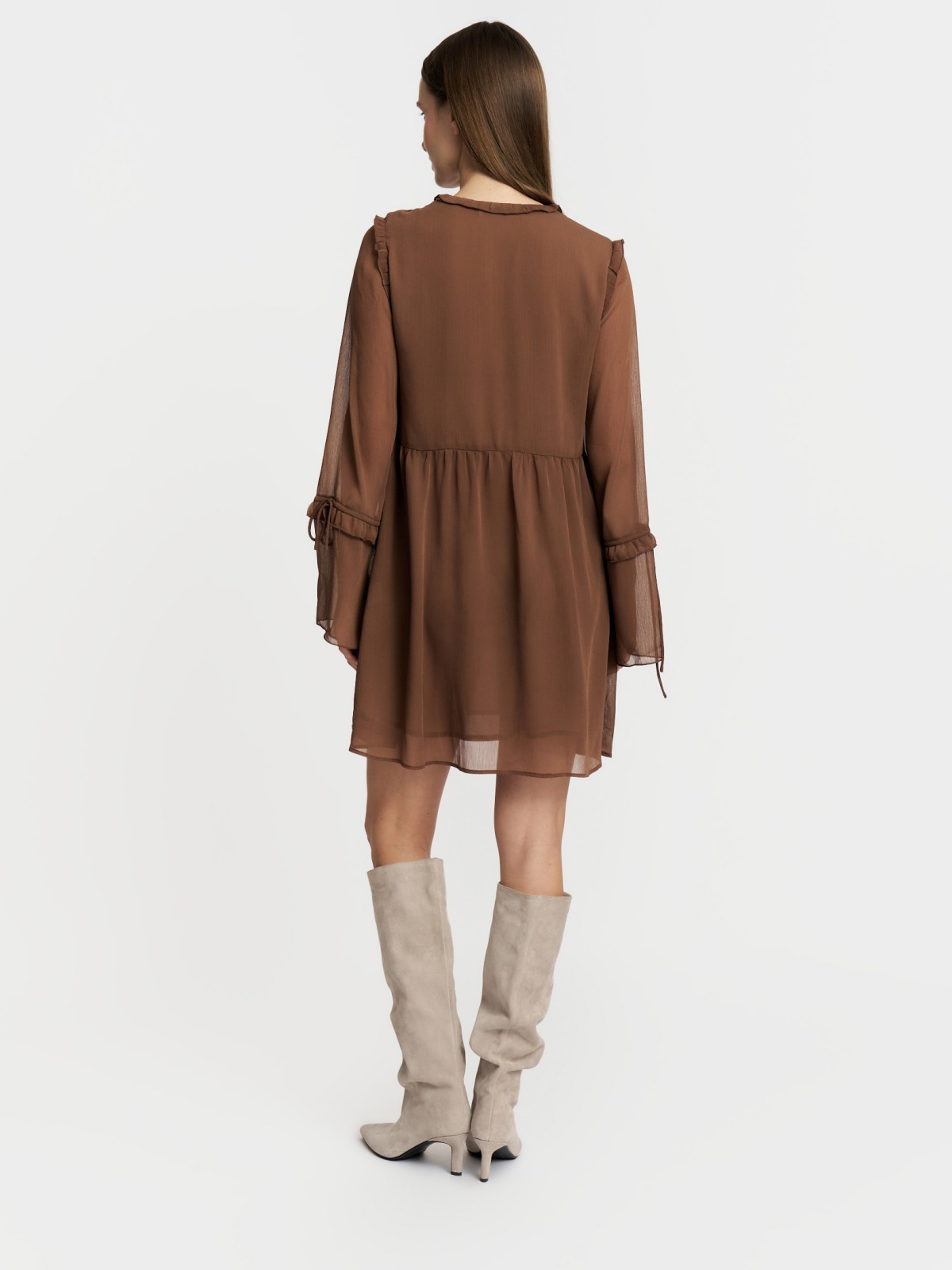 Шифоновое платье мини с оборками