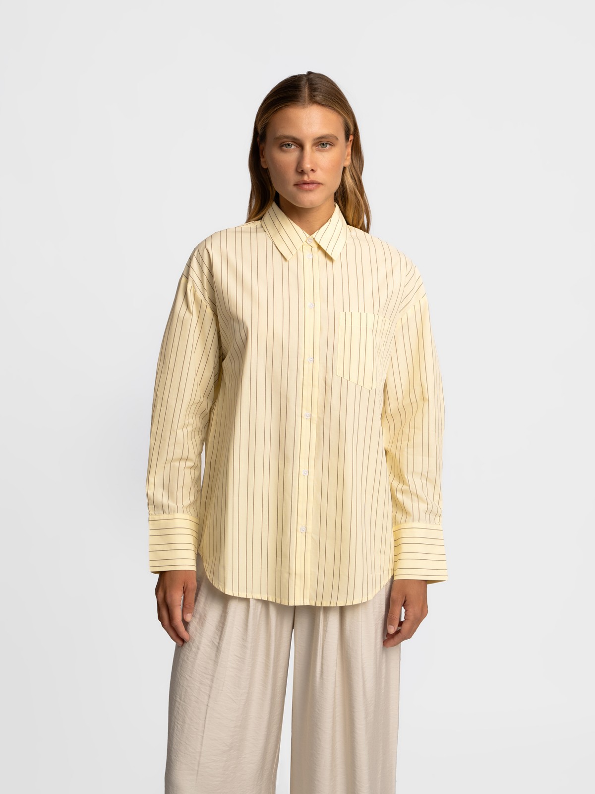 Рубашка оверсайз силуэта из хлопка