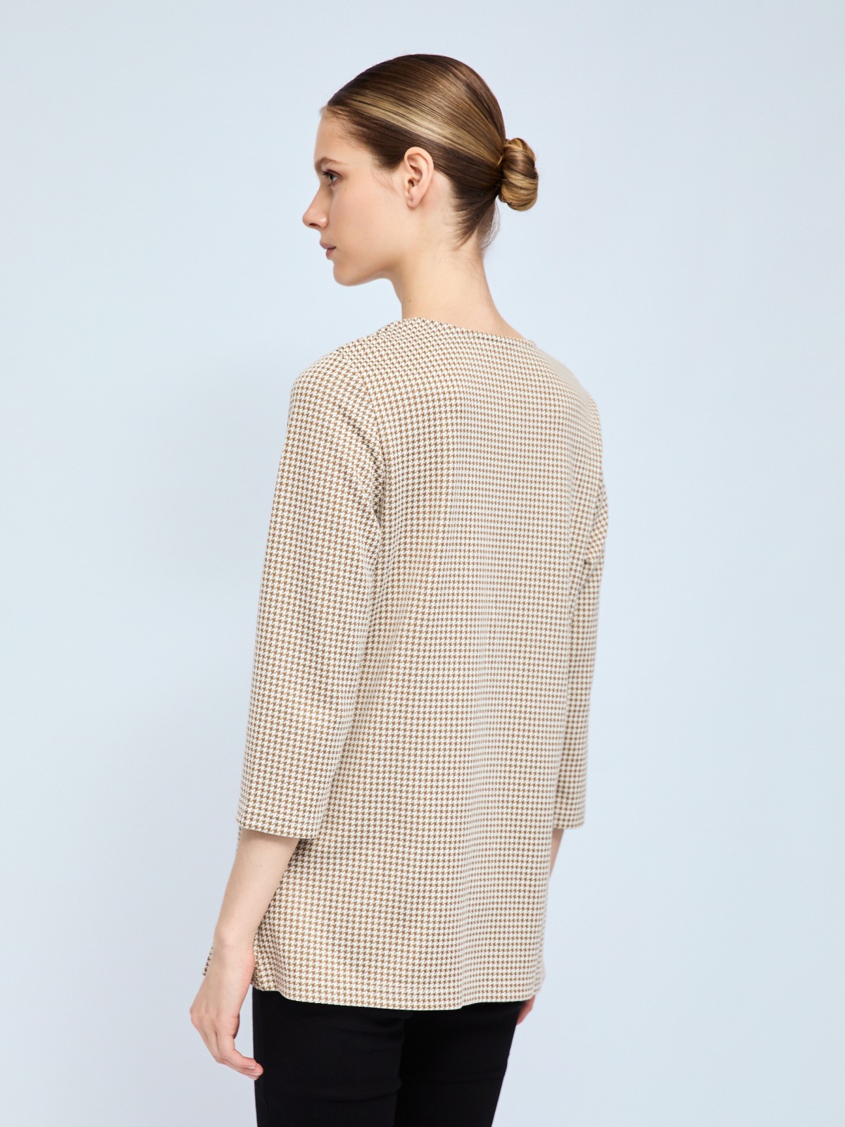 Комбинированный джемпер с имитацией кардигана и цепочкой