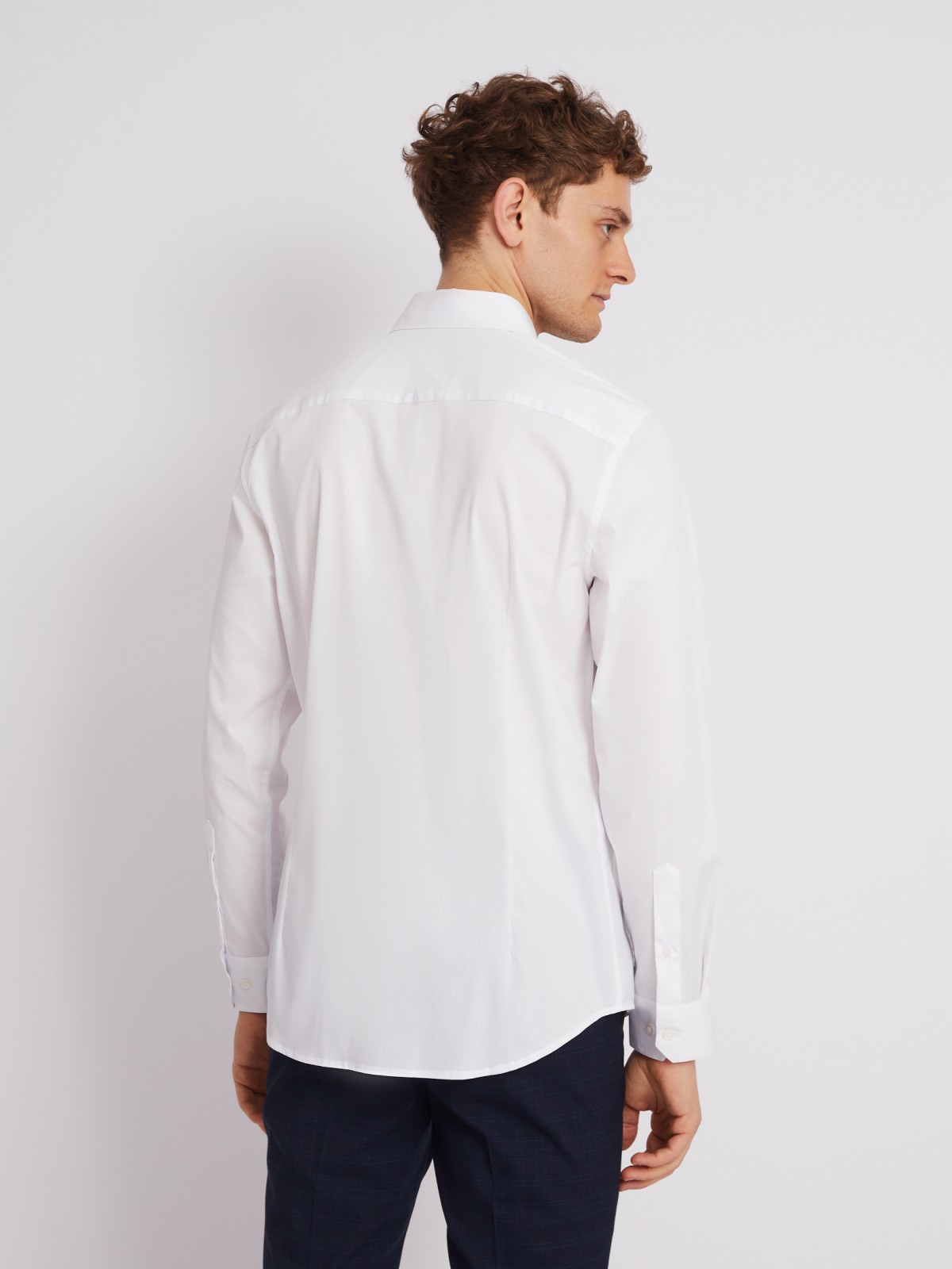 Офисная рубашка прилегающего силуэта из эластичного материала zolla 013322162032, цвет белый, размер XS - фото 6