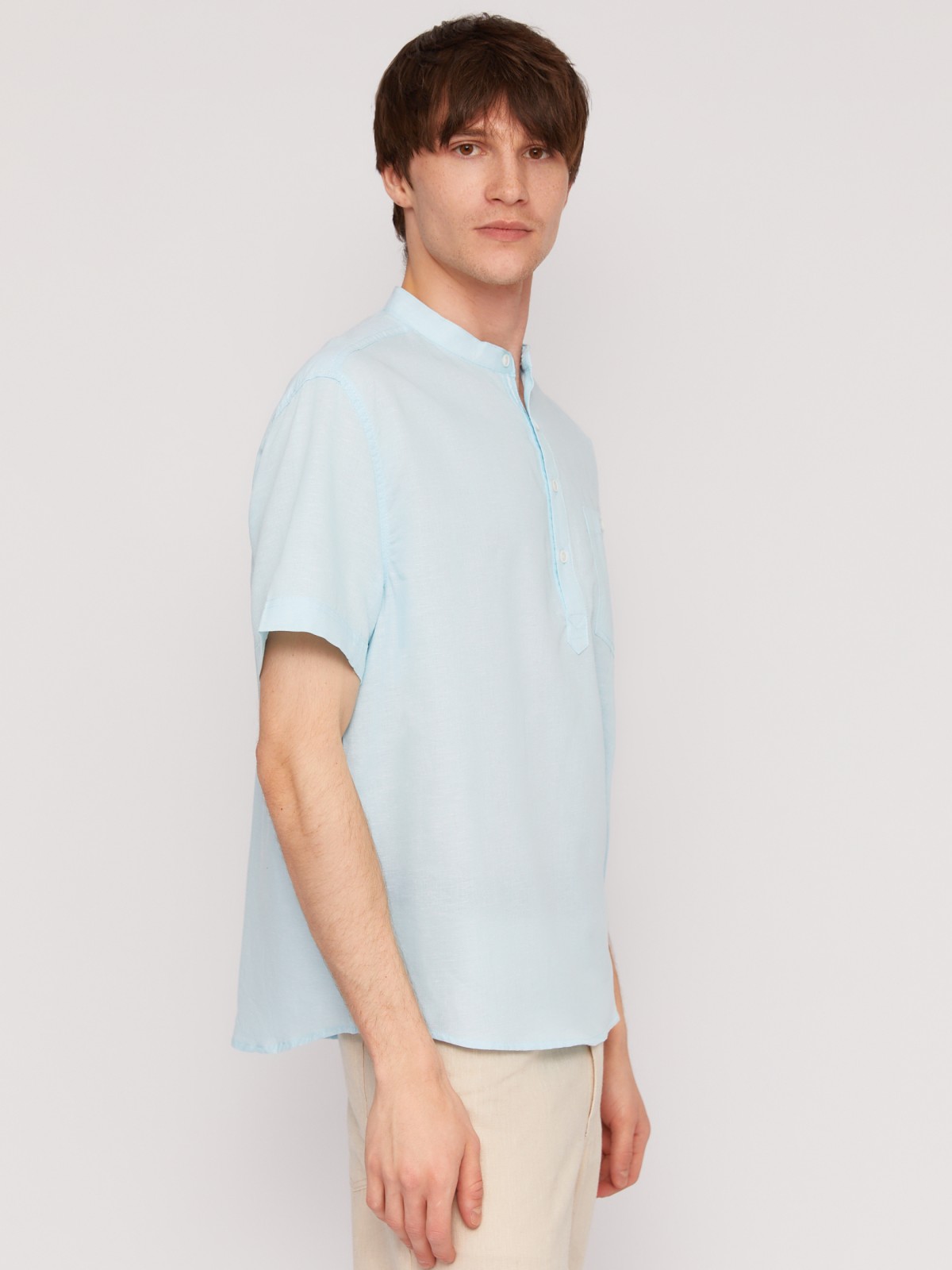 Льняная рубашка с коротким рукавом