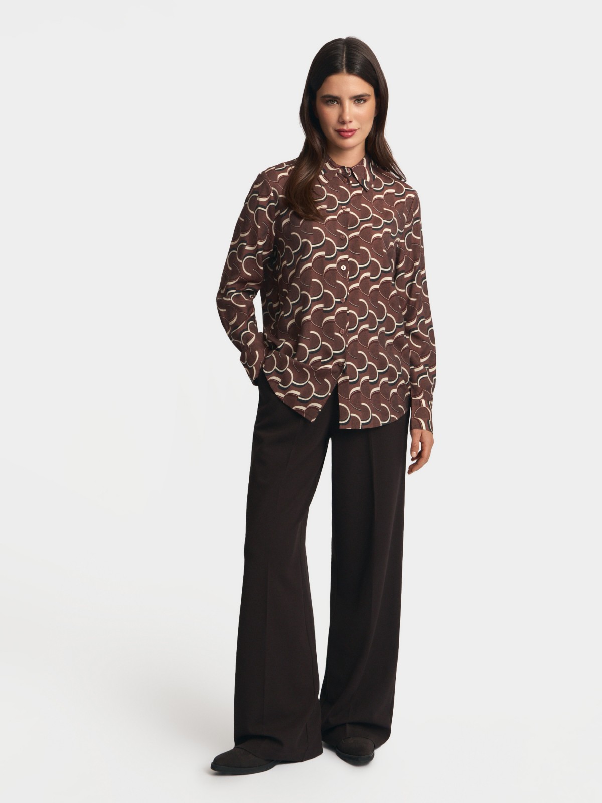 Рубашка с длинным рукавом и принтом