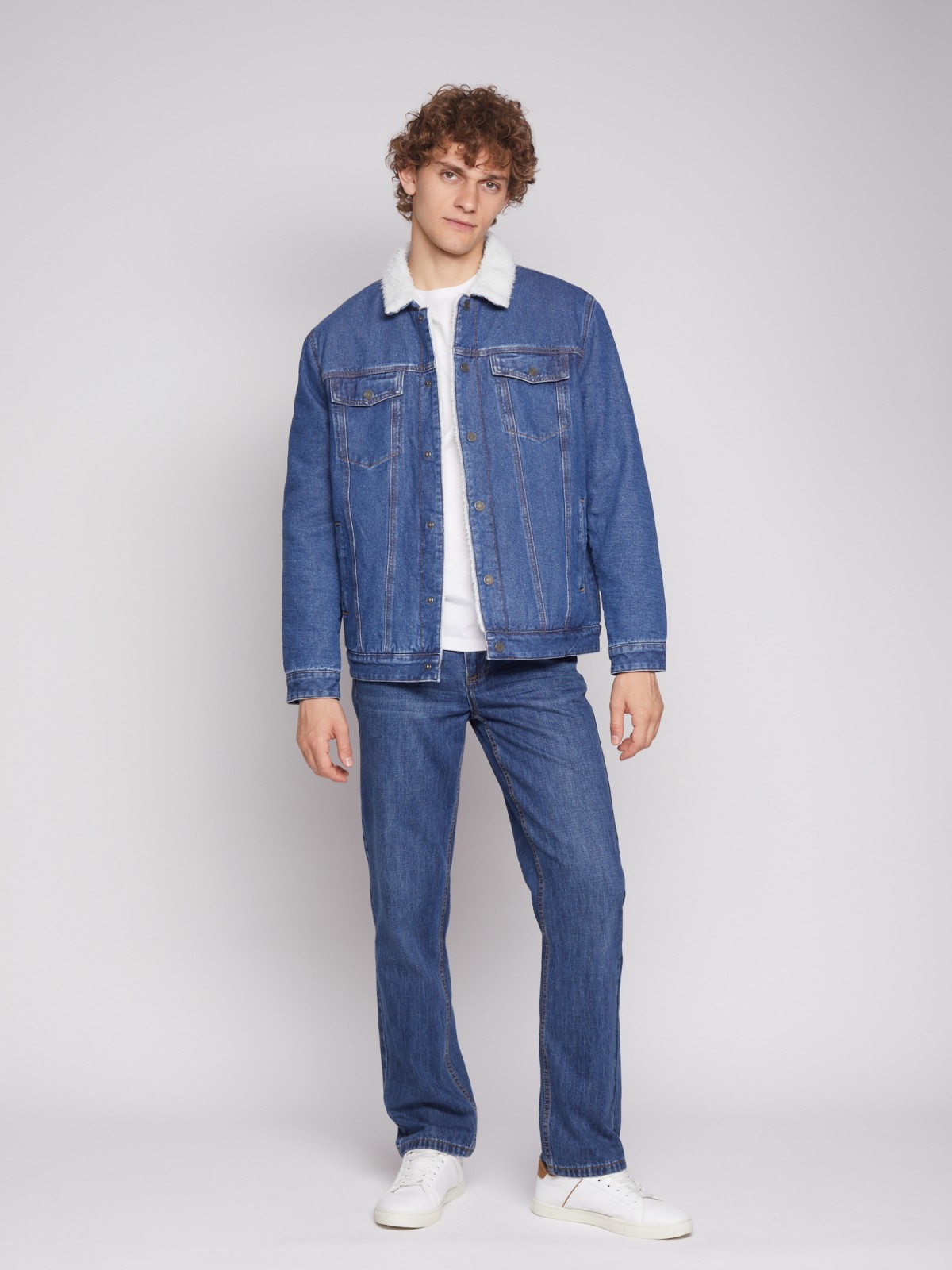 Утеплённая джинсовая куртка zolla 012335W4S014, цвет голубой, размер M - фото 2